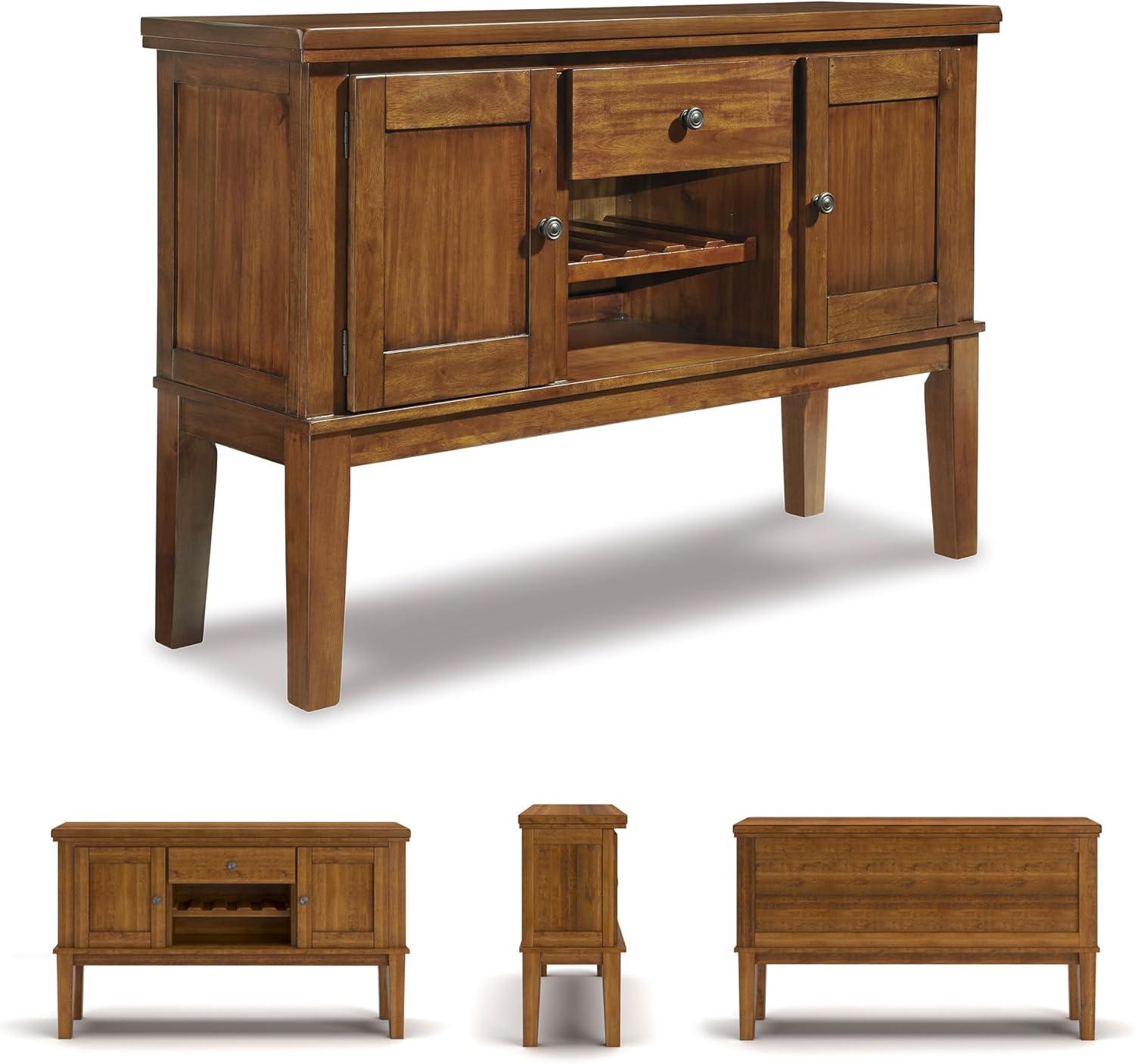 imageSignature Design by Ashley Haddigan Casual Traditional Dining Room Buffet Cabinet with Wine Rack Adjustable Shelf 1 Drawer Wood 54quot Wide Dark BrownMedium Brown