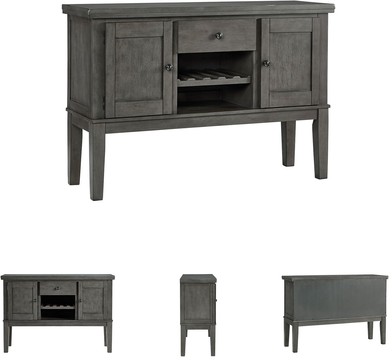 imageSignature Design by Ashley Haddigan Casual Traditional Dining Room Buffet Cabinet with Wine Rack Adjustable Shelf 1 Drawer Wood 54quot Wide Dark BrownGrey