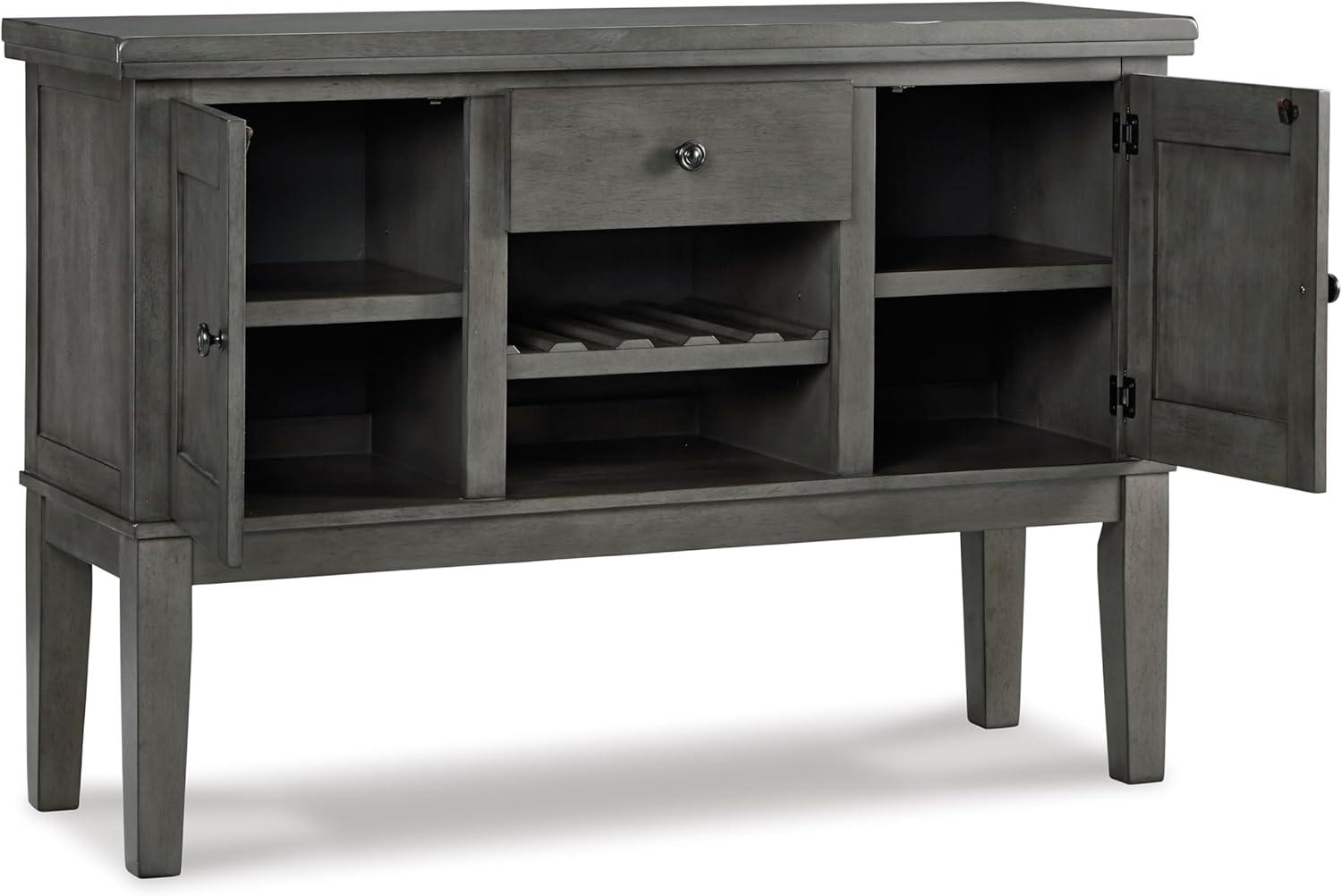 imageSignature Design by Ashley Haddigan Casual Traditional Dining Room Buffet Cabinet with Wine Rack Adjustable Shelf 1 Drawer Wood 54quot Wide Dark BrownGrey