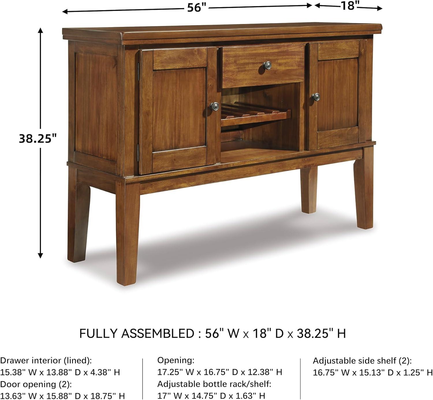 imageSignature Design by Ashley Haddigan Casual Traditional Dining Room Buffet Cabinet with Wine Rack Adjustable Shelf 1 Drawer Wood 54quot Wide Dark BrownMedium Brown