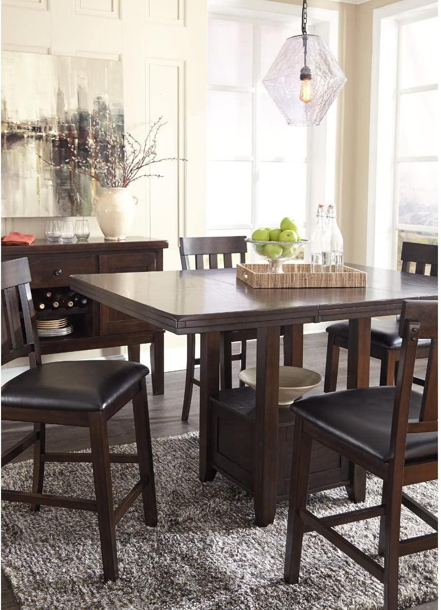 imageSignature Design by Ashley Hallanden Modern Farmhouse Counter Height Dining Room Extension Table Dark GrayDark Brown