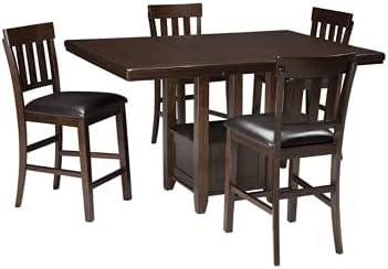 imageSignature Design by Ashley Hallanden Modern Farmhouse Counter Height Dining Room Extension Table Dark GrayDark Brown