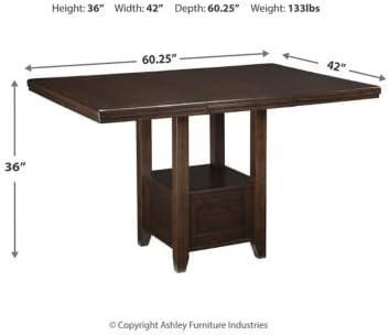 imageSignature Design by Ashley Hallanden Modern Farmhouse Counter Height Dining Room Extension Table Dark GrayDark Brown
