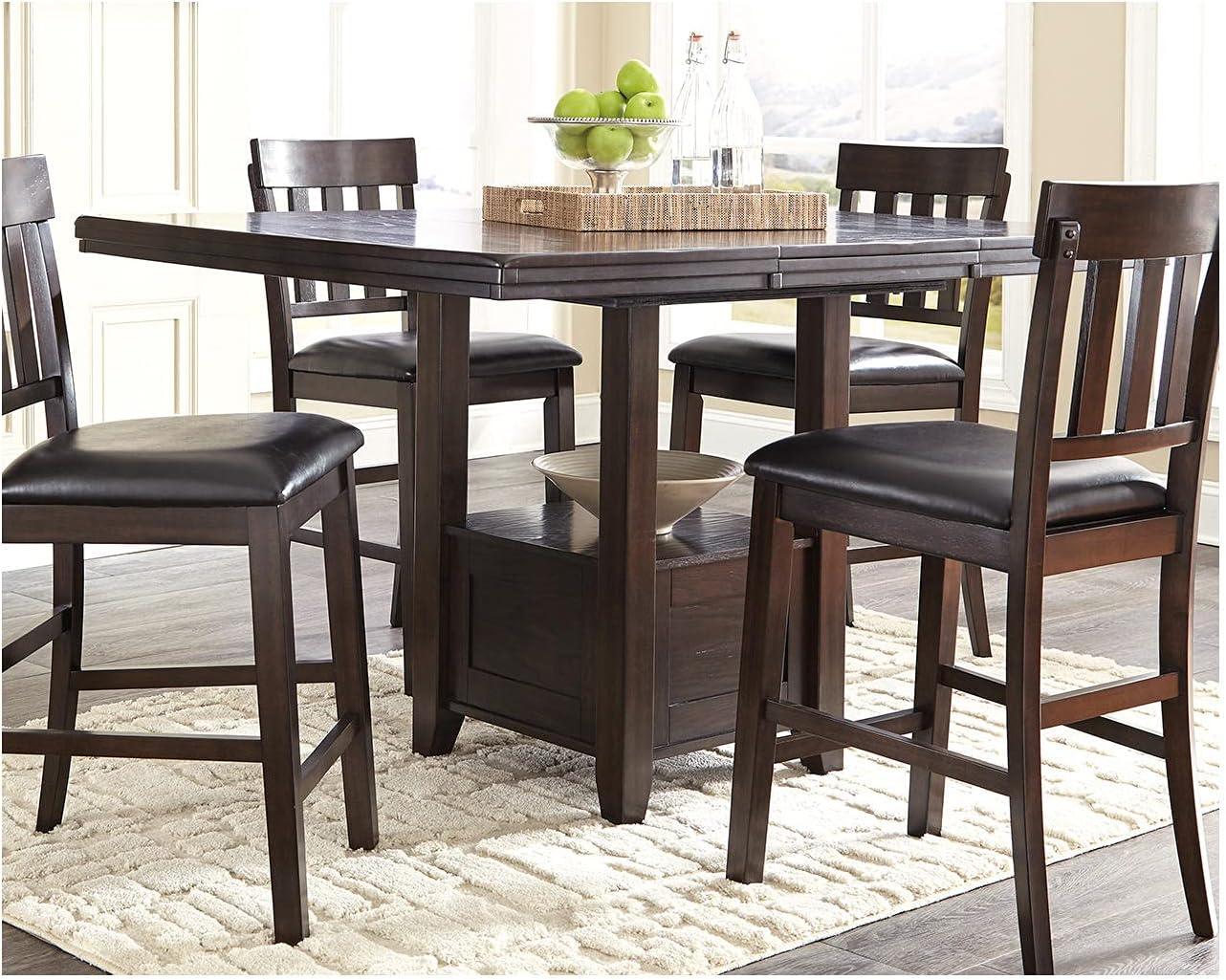 imageSignature Design by Ashley Hallanden Modern Farmhouse Counter Height Dining Room Extension Table Dark GrayDark Brown