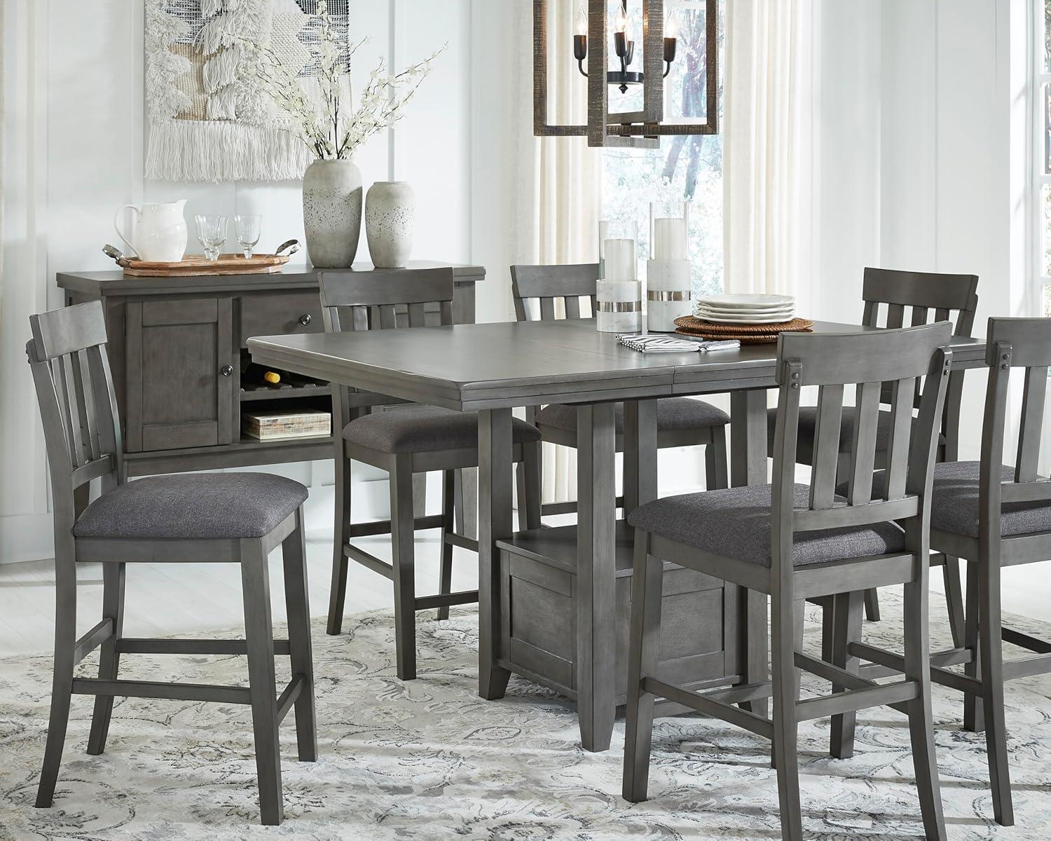 imageSignature Design by Ashley Hallanden Modern Farmhouse Counter Height Dining Room Extension Table Dark GrayGrey