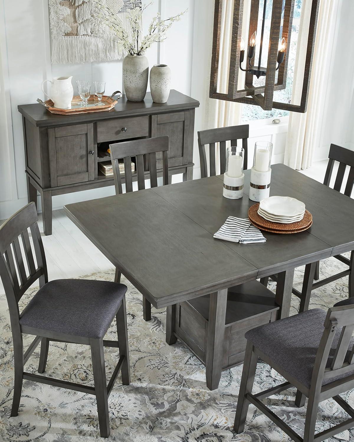 imageSignature Design by Ashley Hallanden Modern Farmhouse Counter Height Dining Room Extension Table Dark GrayGrey