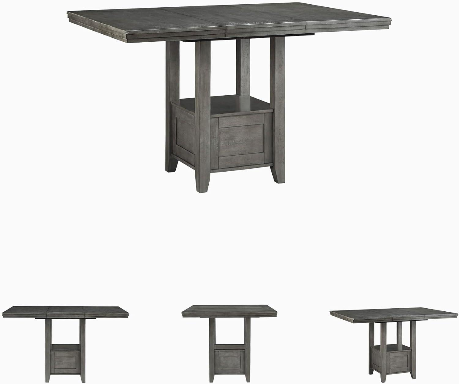 imageSignature Design by Ashley Hallanden Modern Farmhouse Counter Height Dining Room Extension Table Dark GrayGrey