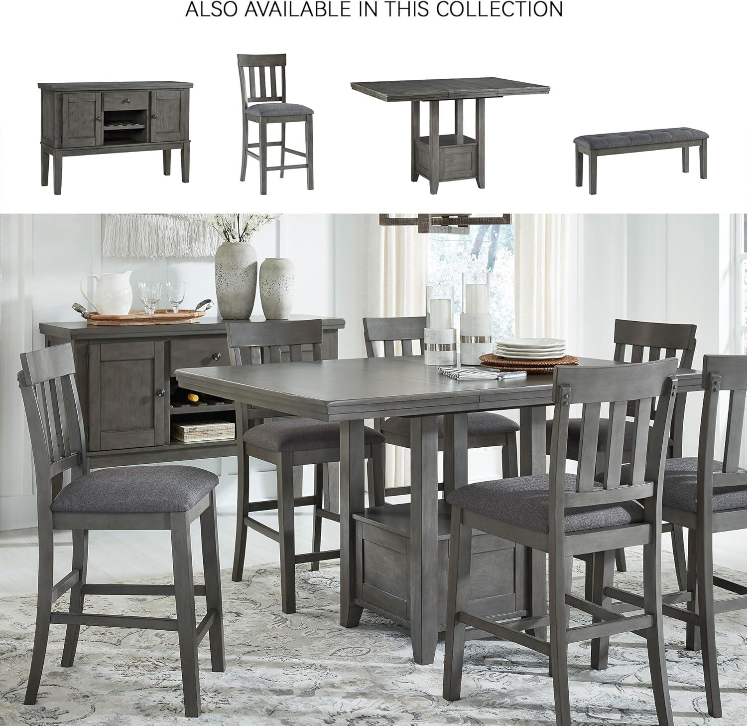 imageSignature Design by Ashley Hallanden Modern Farmhouse Counter Height Dining Room Extension Table Dark GrayGrey
