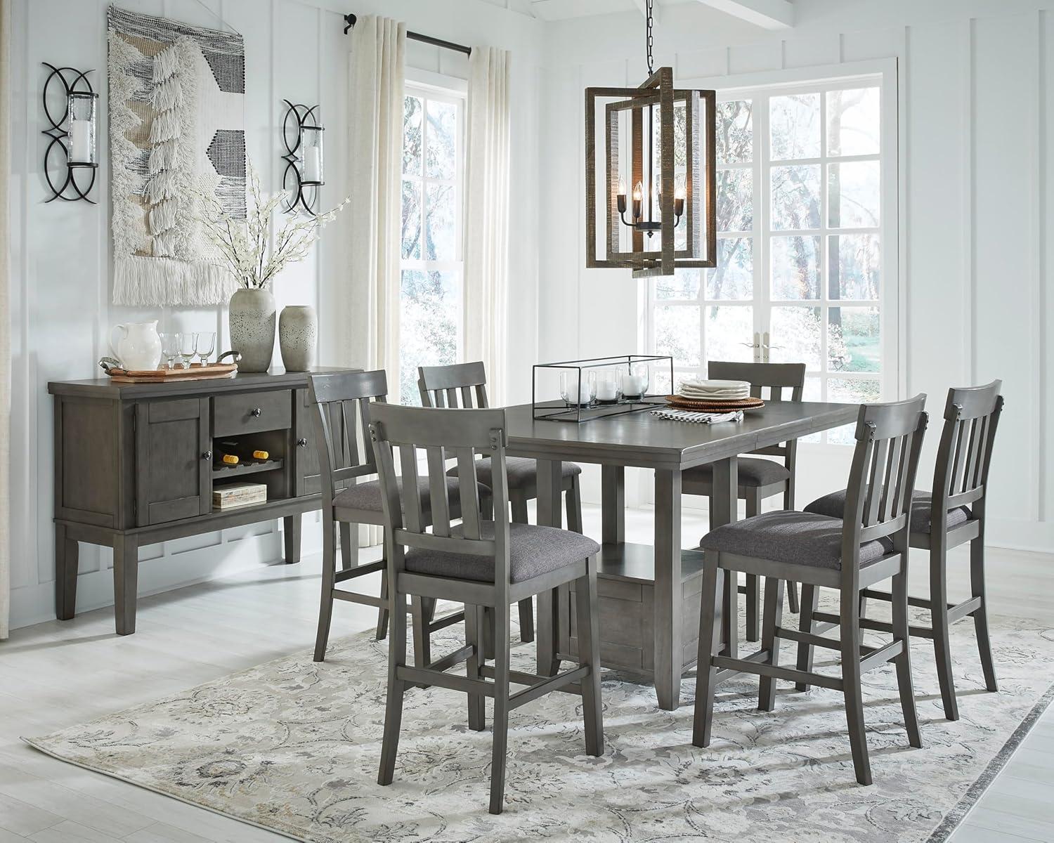 imageSignature Design by Ashley Hallanden Modern Farmhouse Counter Height Dining Room Extension Table Dark GrayGrey