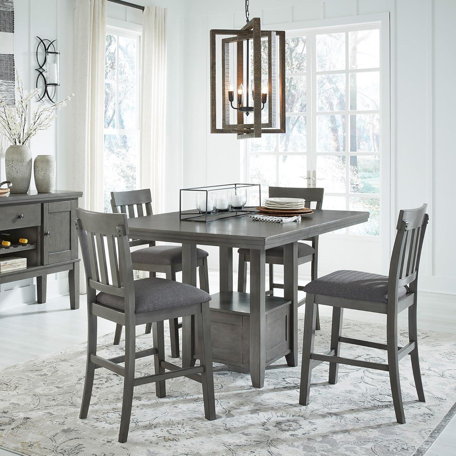 imageSignature Design by Ashley Hallanden Modern Farmhouse Counter Height Dining Room Extension Table Dark GrayGrey