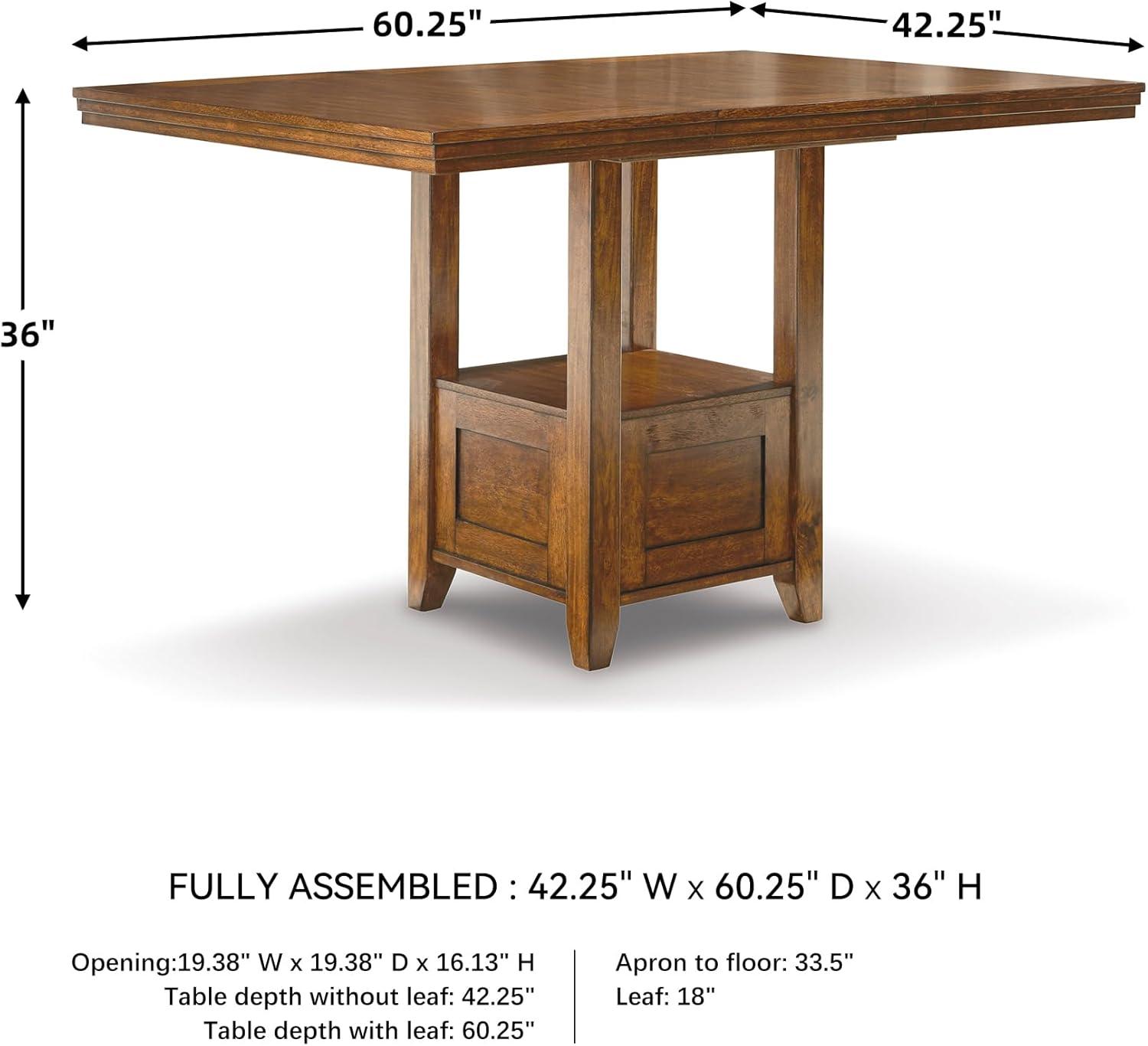 imageSignature Design by Ashley Hallanden Modern Farmhouse Counter Height Dining Room Extension Table Dark GrayMedium Brown