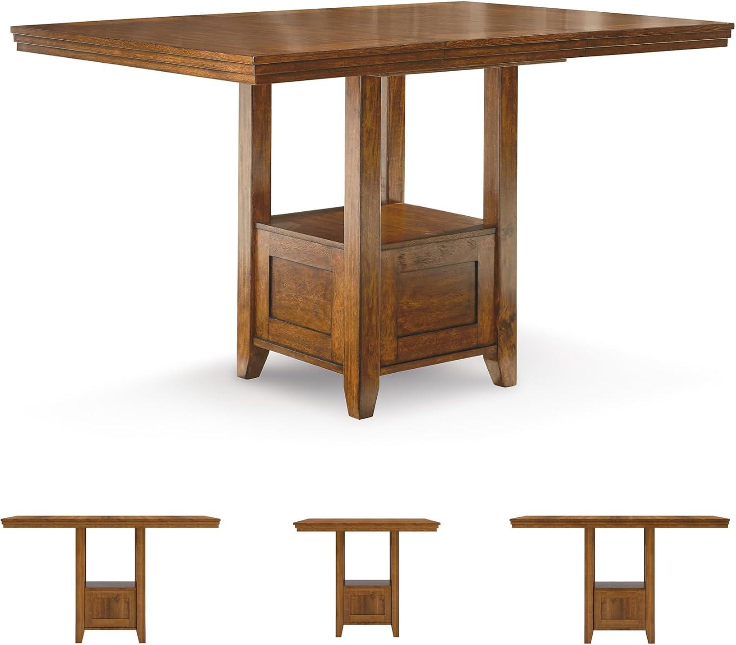 imageSignature Design by Ashley Hallanden Modern Farmhouse Counter Height Dining Room Extension Table Dark GrayMedium Brown