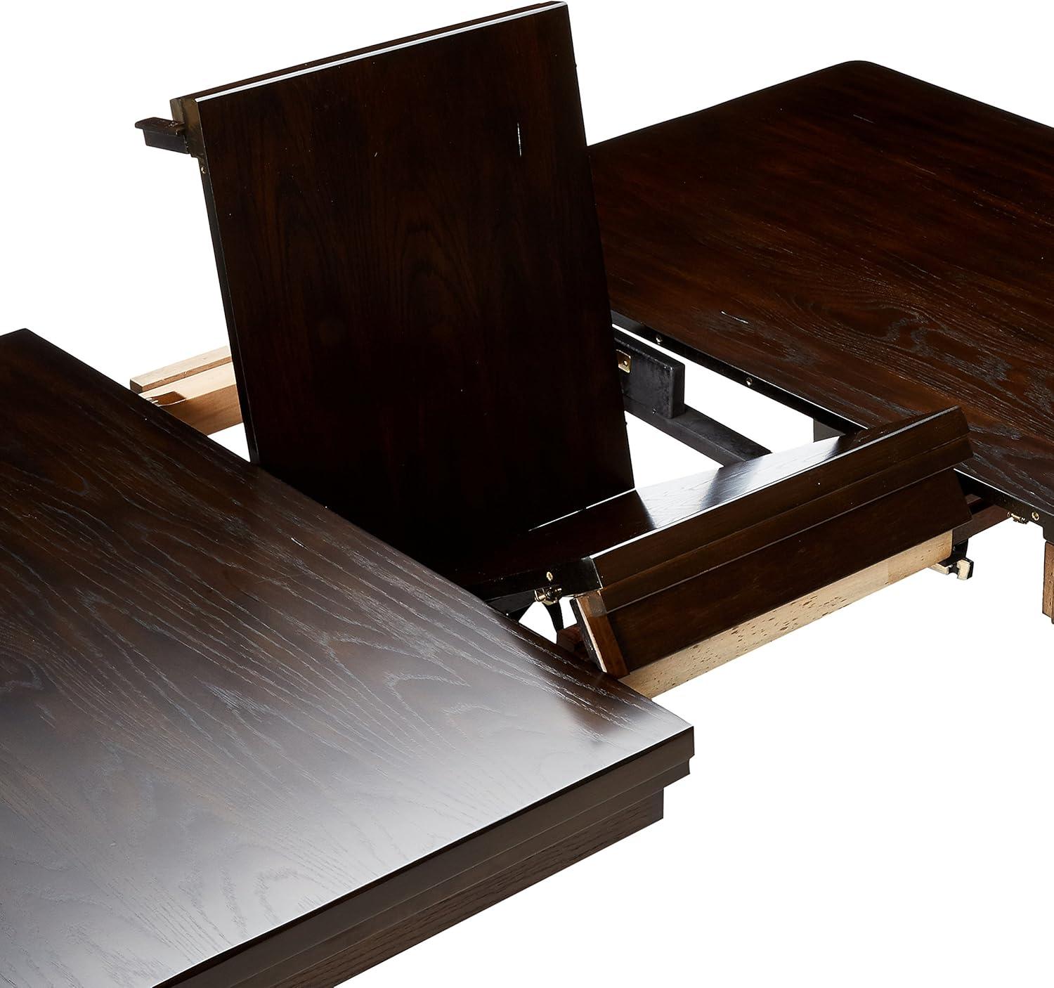 imageSignature Design by Ashley Hallanden Modern Farmhouse Rectangular Dining Room Butterfly Extension Table with SelfStoring Leaf Seats Up to 6 Wood Dark GrayDark Brown