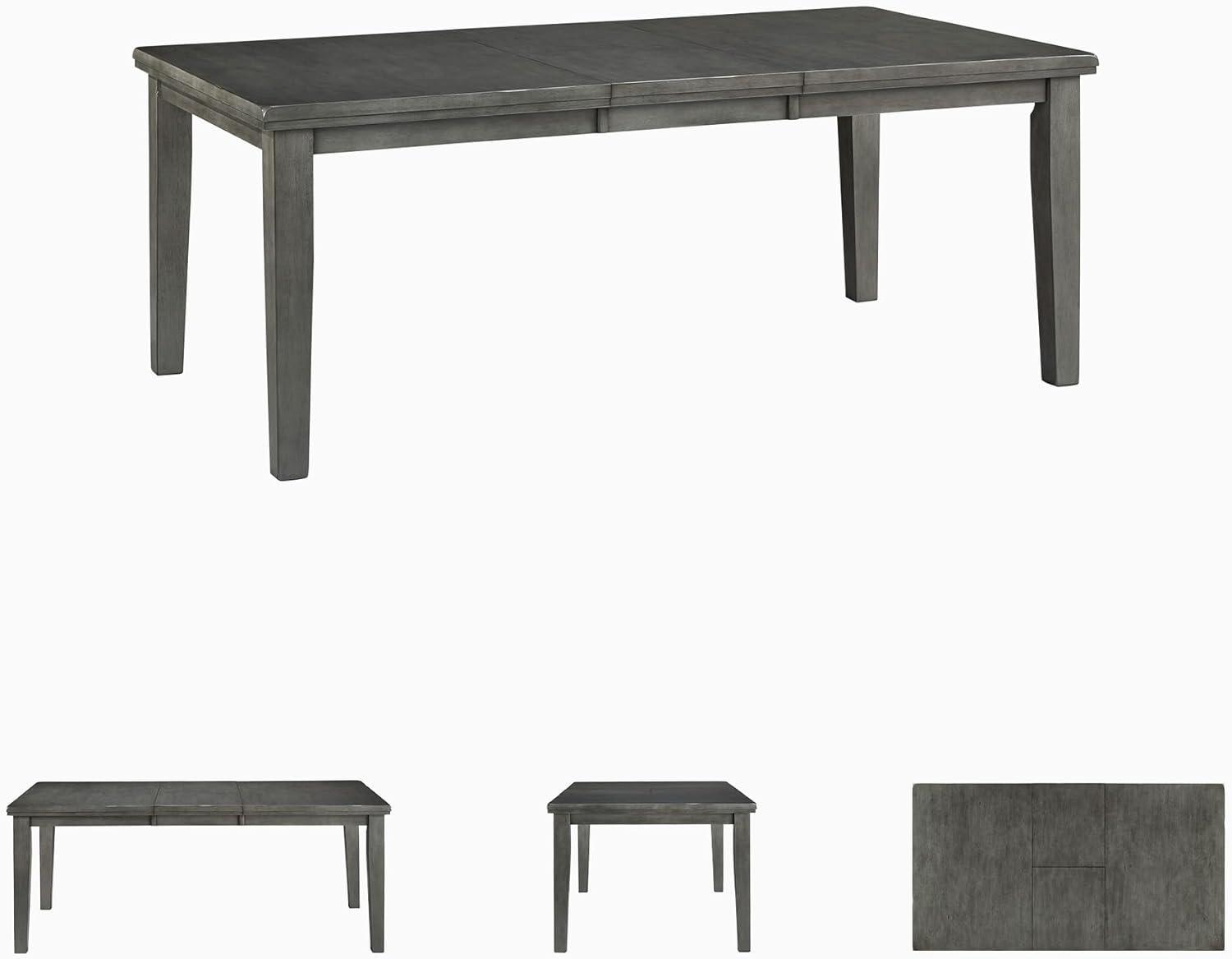 imageSignature Design by Ashley Hallanden Modern Farmhouse Rectangular Dining Room Butterfly Extension Table with SelfStoring Leaf Seats Up to 6 Wood Dark GrayGrey