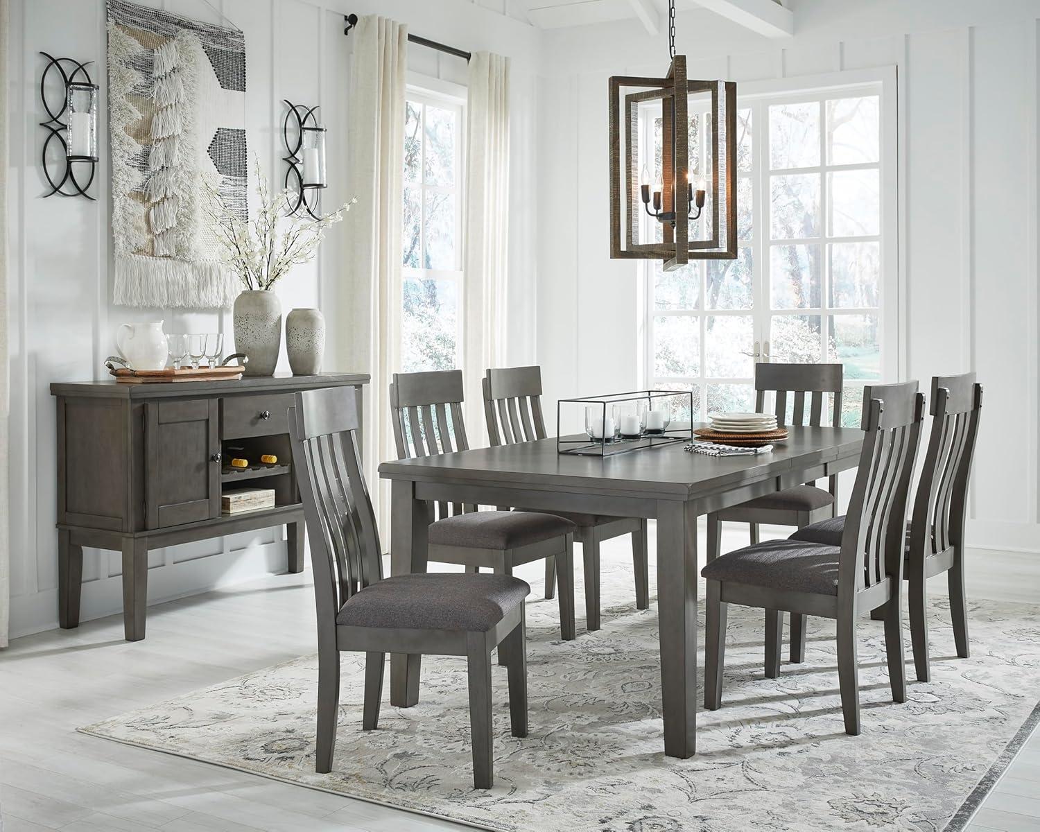 imageSignature Design by Ashley Hallanden Modern Farmhouse Rectangular Dining Room Butterfly Extension Table with SelfStoring Leaf Seats Up to 6 Wood Dark GrayGrey