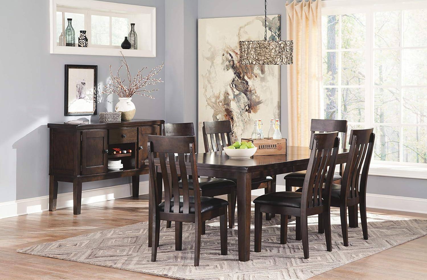 imageSignature Design by Ashley Hallanden Modern Farmhouse Rectangular Dining Room Butterfly Extension Table with SelfStoring Leaf Seats Up to 6 Wood Dark GrayDark Brown