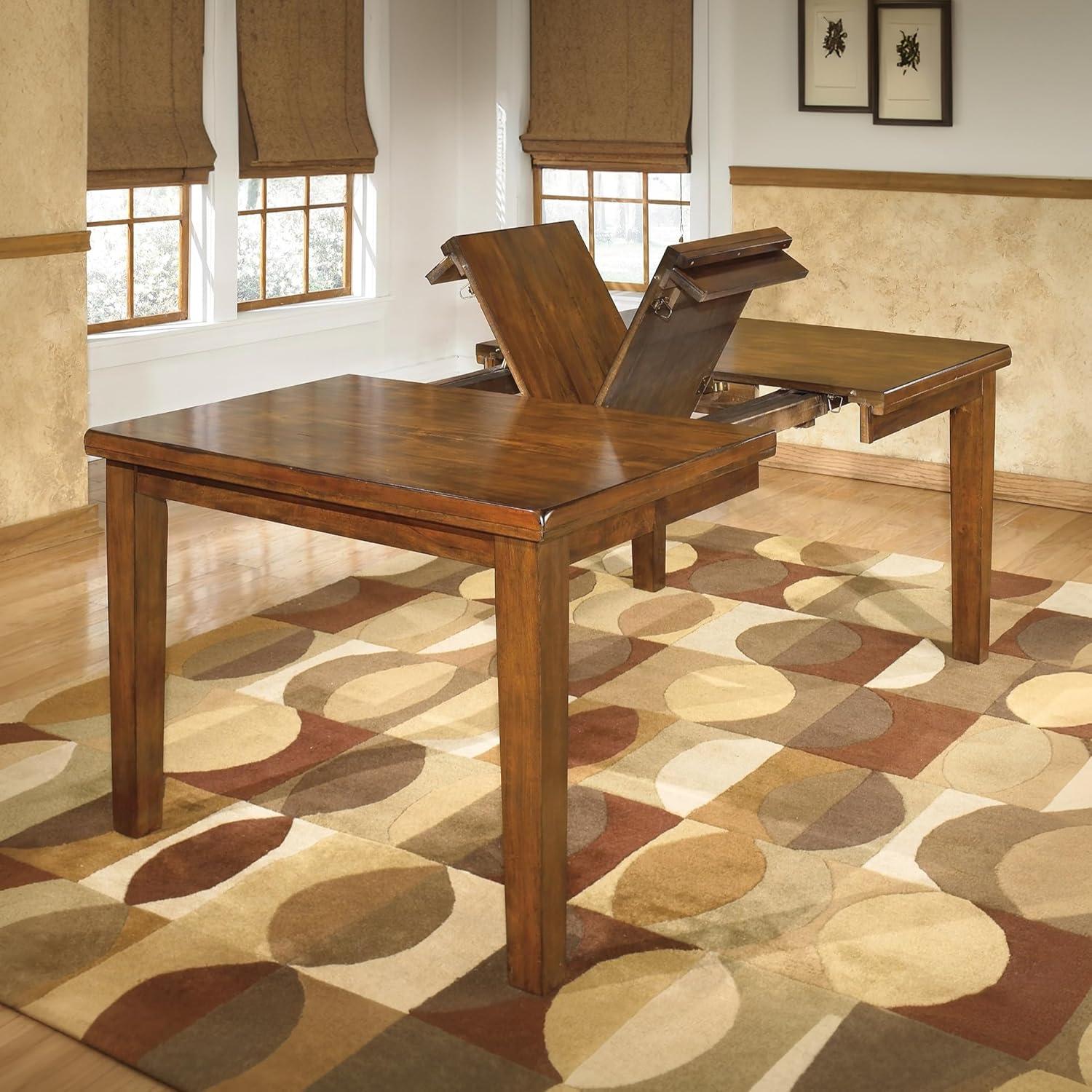 imageSignature Design by Ashley Hallanden Modern Farmhouse Rectangular Dining Room Butterfly Extension Table with SelfStoring Leaf Seats Up to 6 Wood Dark GrayMedium Brown