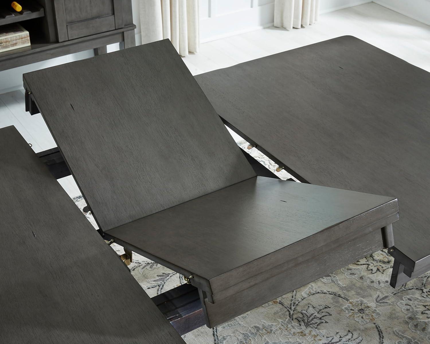 imageSignature Design by Ashley Hallanden Modern Farmhouse Rectangular Dining Room Butterfly Extension Table with SelfStoring Leaf Seats Up to 6 Wood Dark GrayGrey