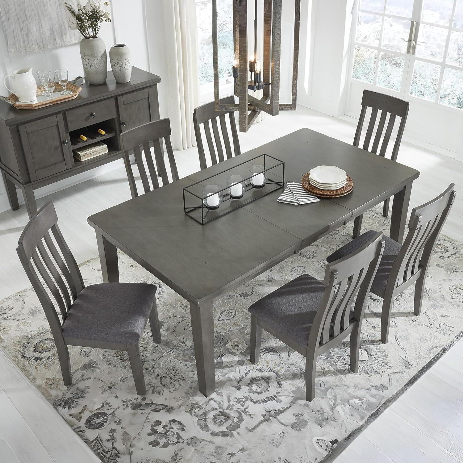 imageSignature Design by Ashley Hallanden Modern Farmhouse Rectangular Dining Room Butterfly Extension Table with SelfStoring Leaf Seats Up to 6 Wood Dark GrayGrey