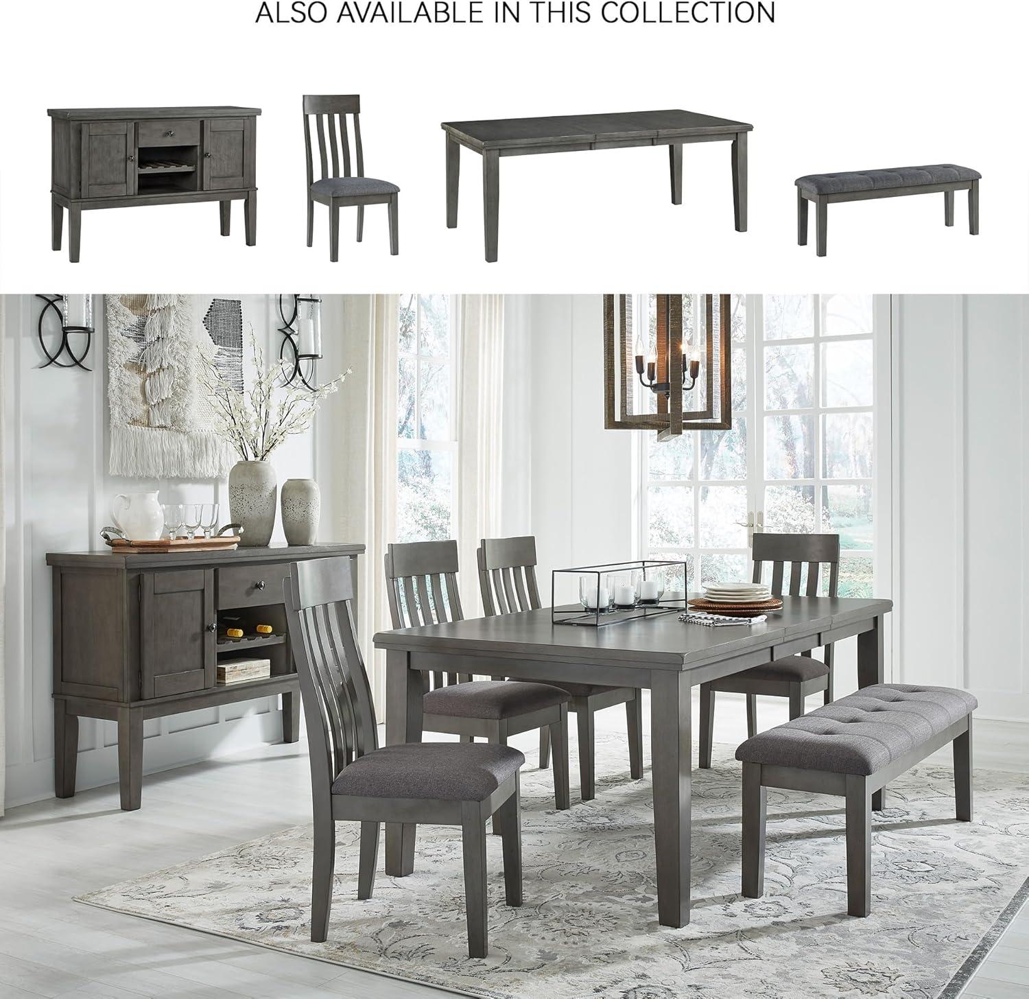 imageSignature Design by Ashley Hallanden Modern Farmhouse Rectangular Dining Room Butterfly Extension Table with SelfStoring Leaf Seats Up to 6 Wood Dark GrayGrey