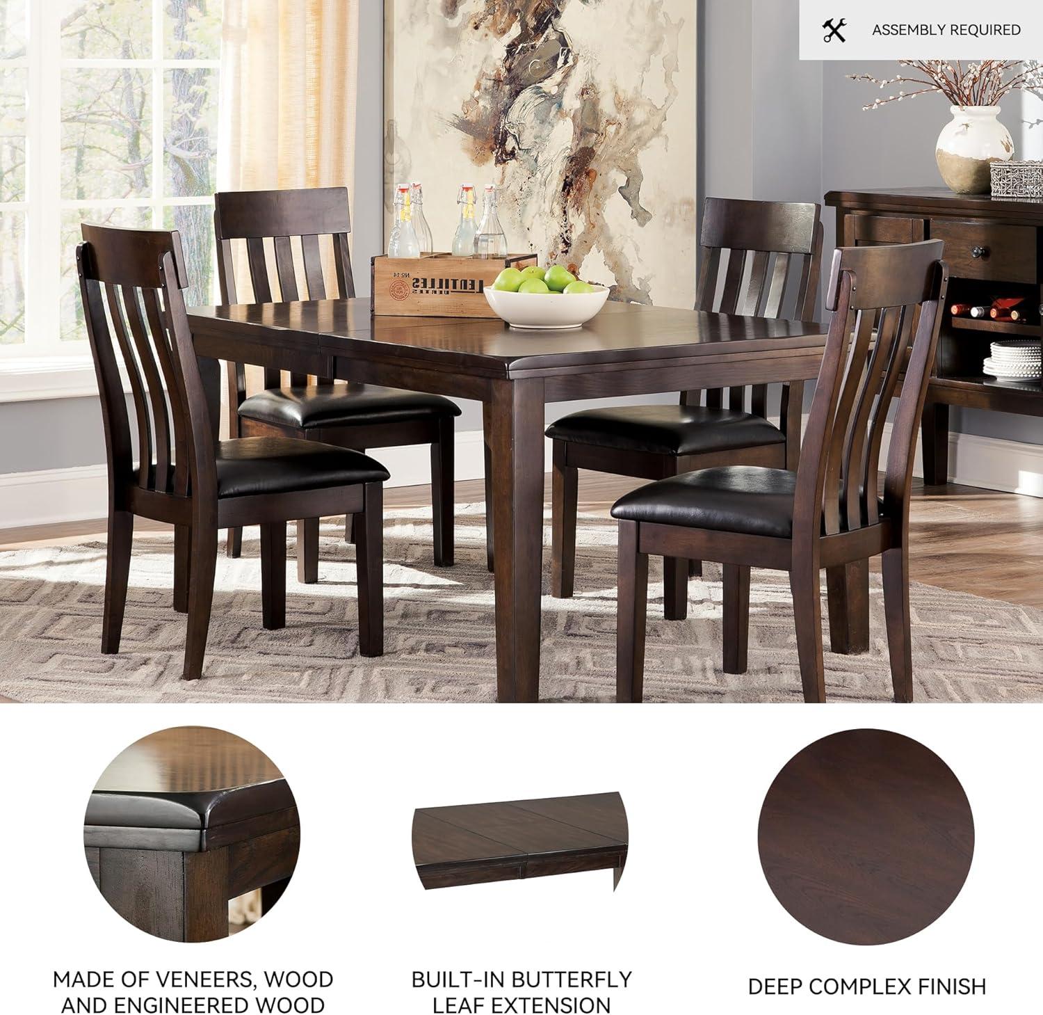 imageSignature Design by Ashley Hallanden Modern Farmhouse Rectangular Dining Room Butterfly Extension Table with SelfStoring Leaf Seats Up to 6 Wood Dark GrayDark Brown