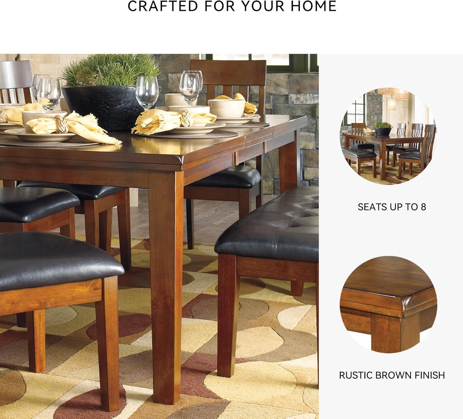 imageSignature Design by Ashley Hallanden Modern Farmhouse Rectangular Dining Room Butterfly Extension Table with SelfStoring Leaf Seats Up to 6 Wood Dark GrayMedium Brown