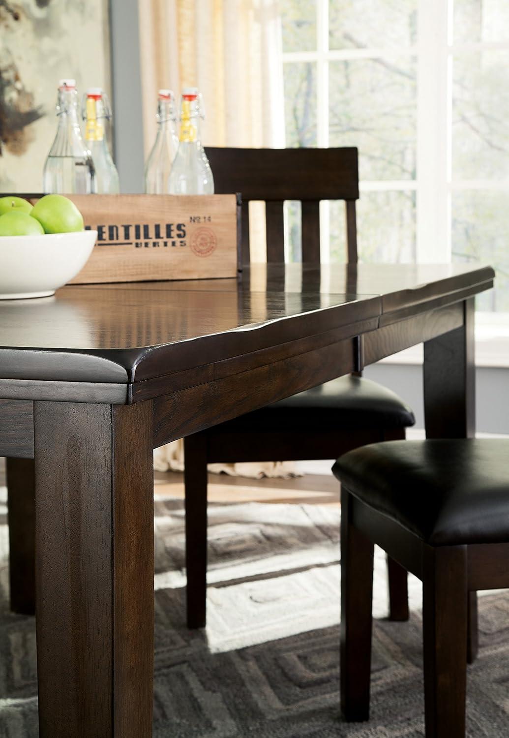 imageSignature Design by Ashley Hallanden Modern Farmhouse Rectangular Dining Room Butterfly Extension Table with SelfStoring Leaf Seats Up to 6 Wood Dark GrayDark Brown