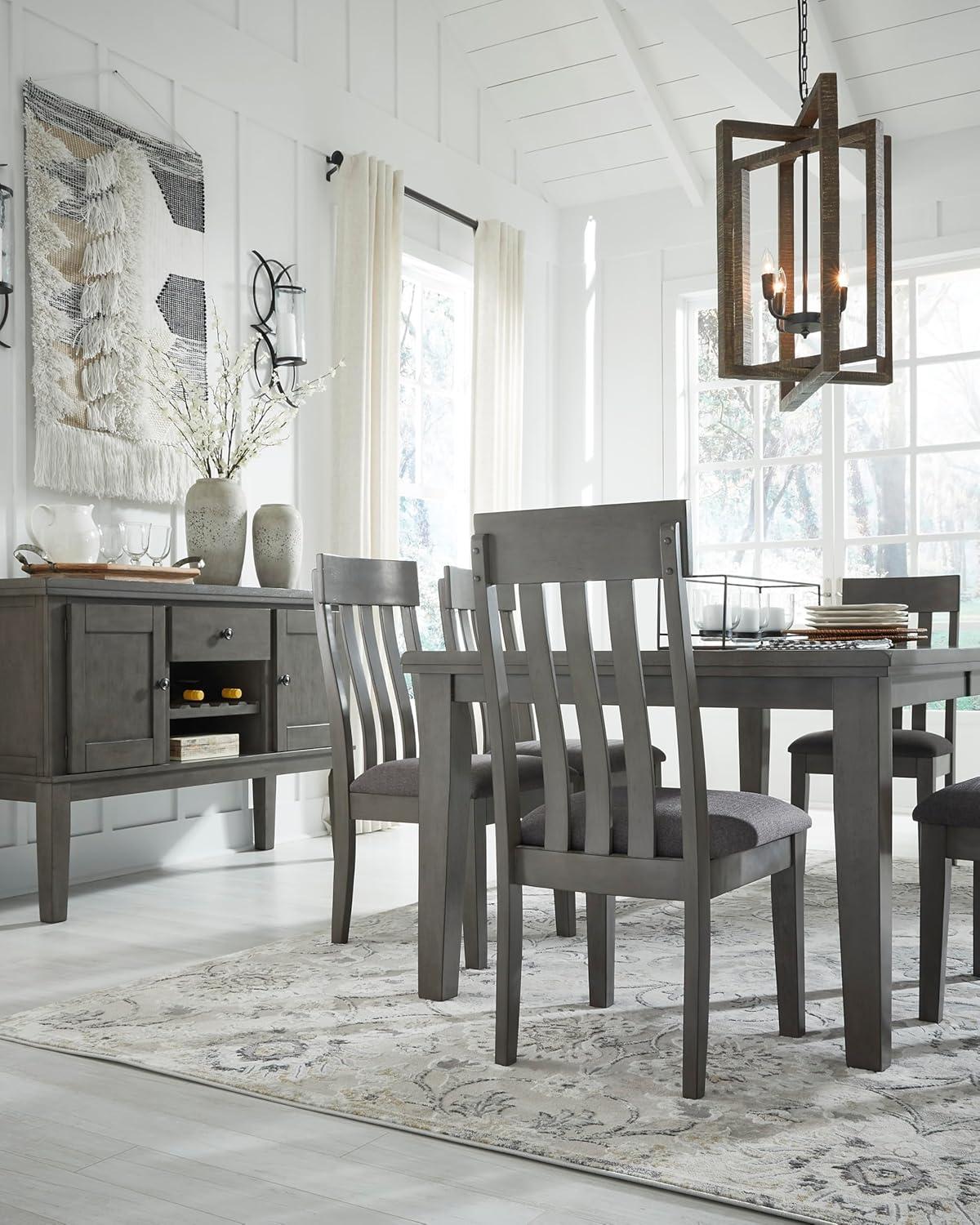 imageSignature Design by Ashley Hallanden Modern Farmhouse Rectangular Dining Room Butterfly Extension Table with SelfStoring Leaf Seats Up to 6 Wood Dark GrayGrey