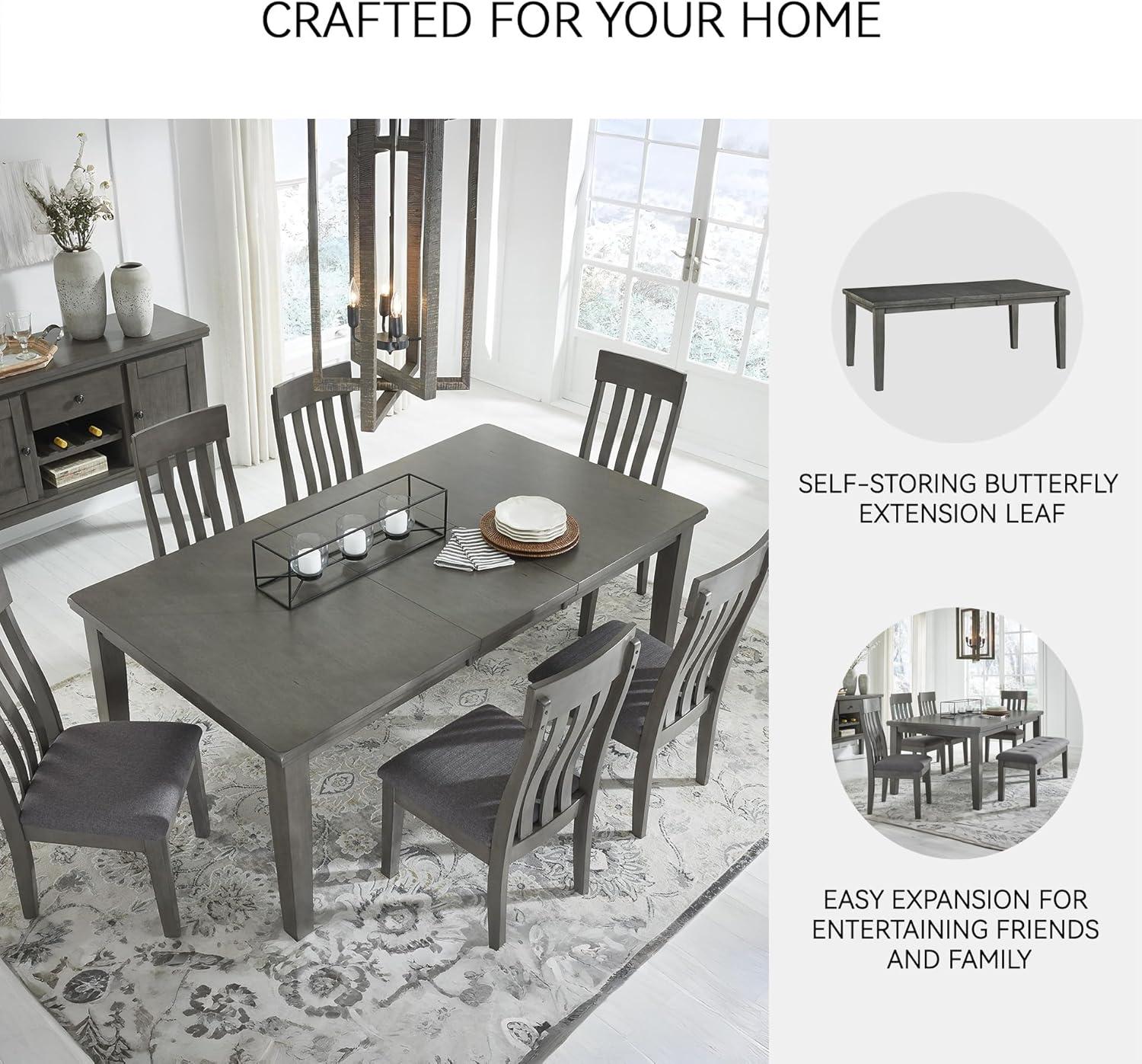 imageSignature Design by Ashley Hallanden Modern Farmhouse Rectangular Dining Room Butterfly Extension Table with SelfStoring Leaf Seats Up to 6 Wood Dark GrayGrey