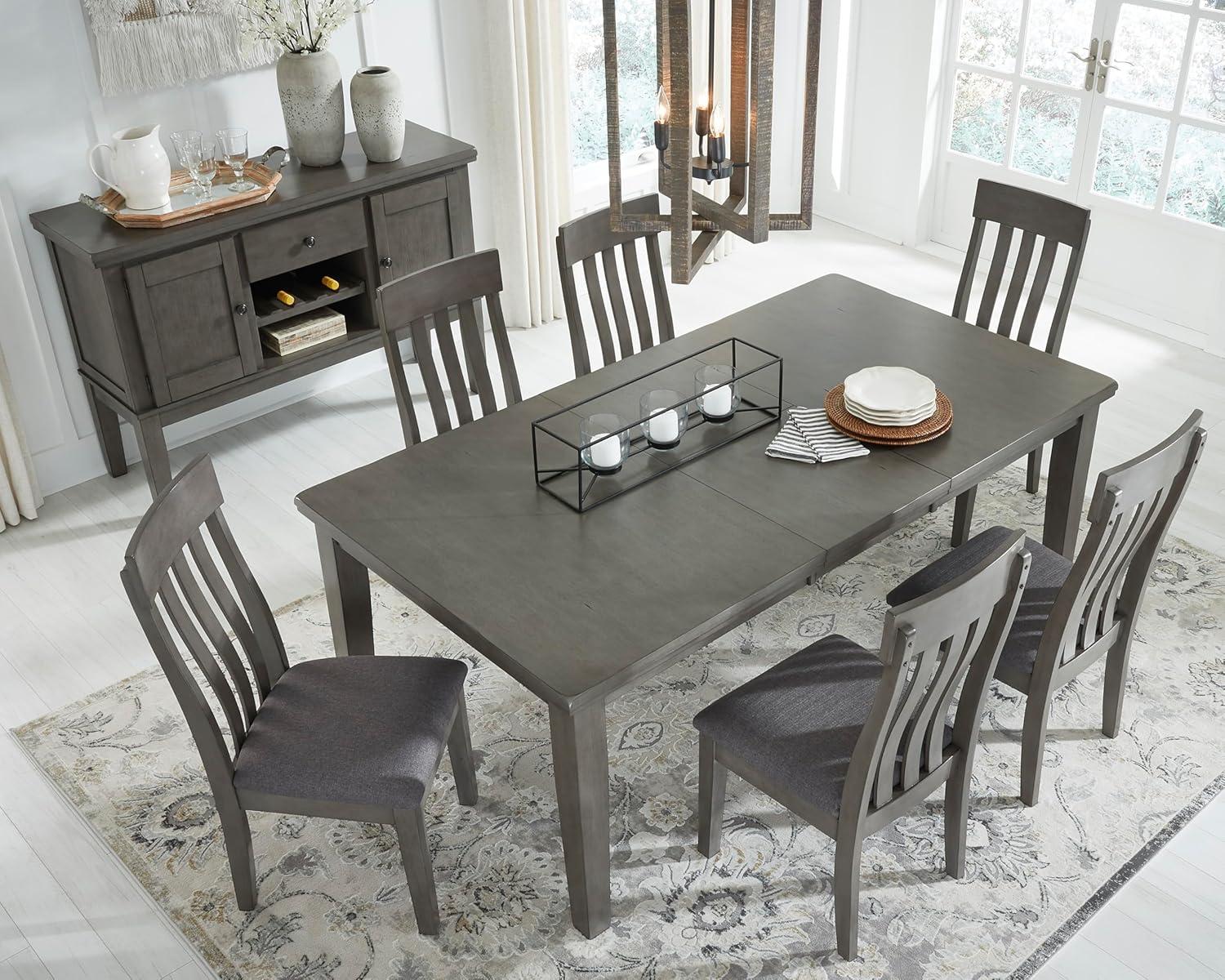 imageSignature Design by Ashley Hallanden Modern Farmhouse Rectangular Dining Room Butterfly Extension Table with SelfStoring Leaf Seats Up to 6 Wood Dark GrayGrey