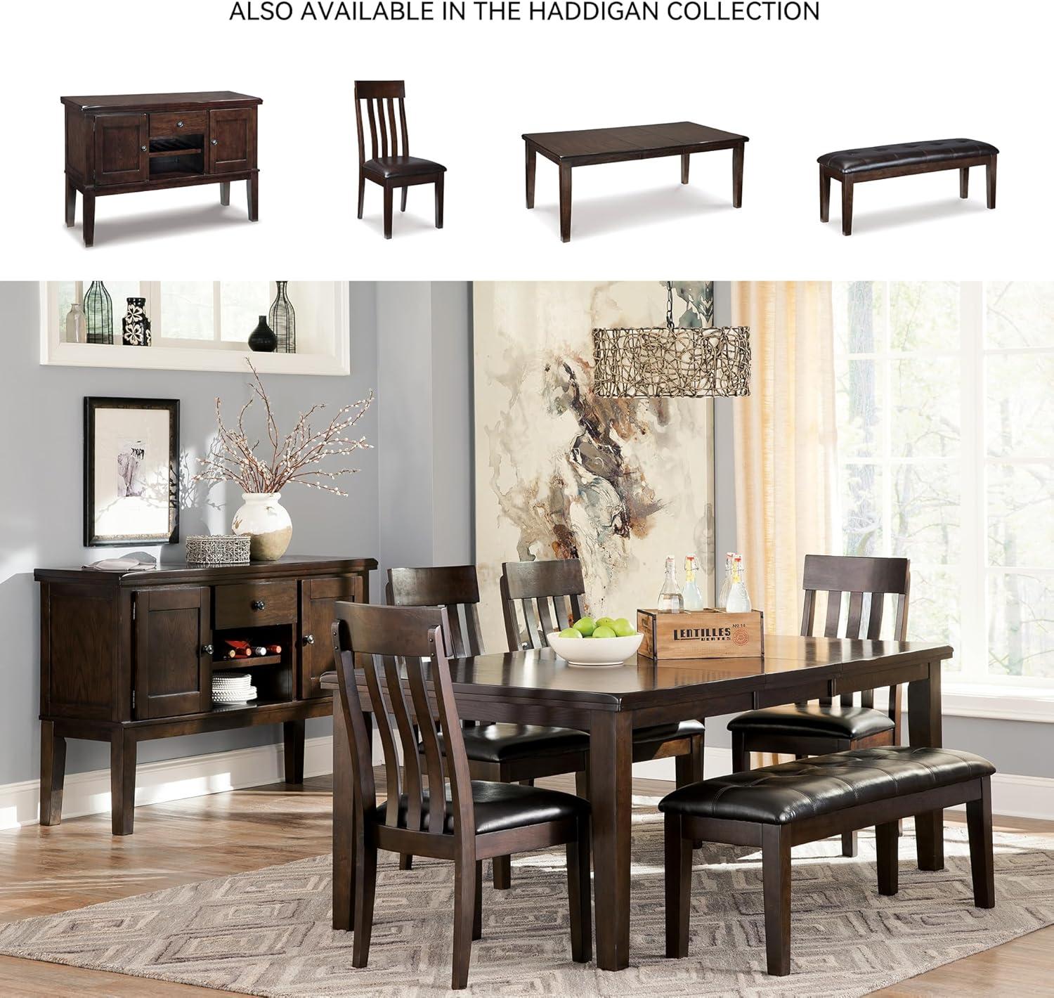 imageSignature Design by Ashley Hallanden Modern Farmhouse Rectangular Dining Room Butterfly Extension Table with SelfStoring Leaf Seats Up to 6 Wood Dark GrayDark Brown