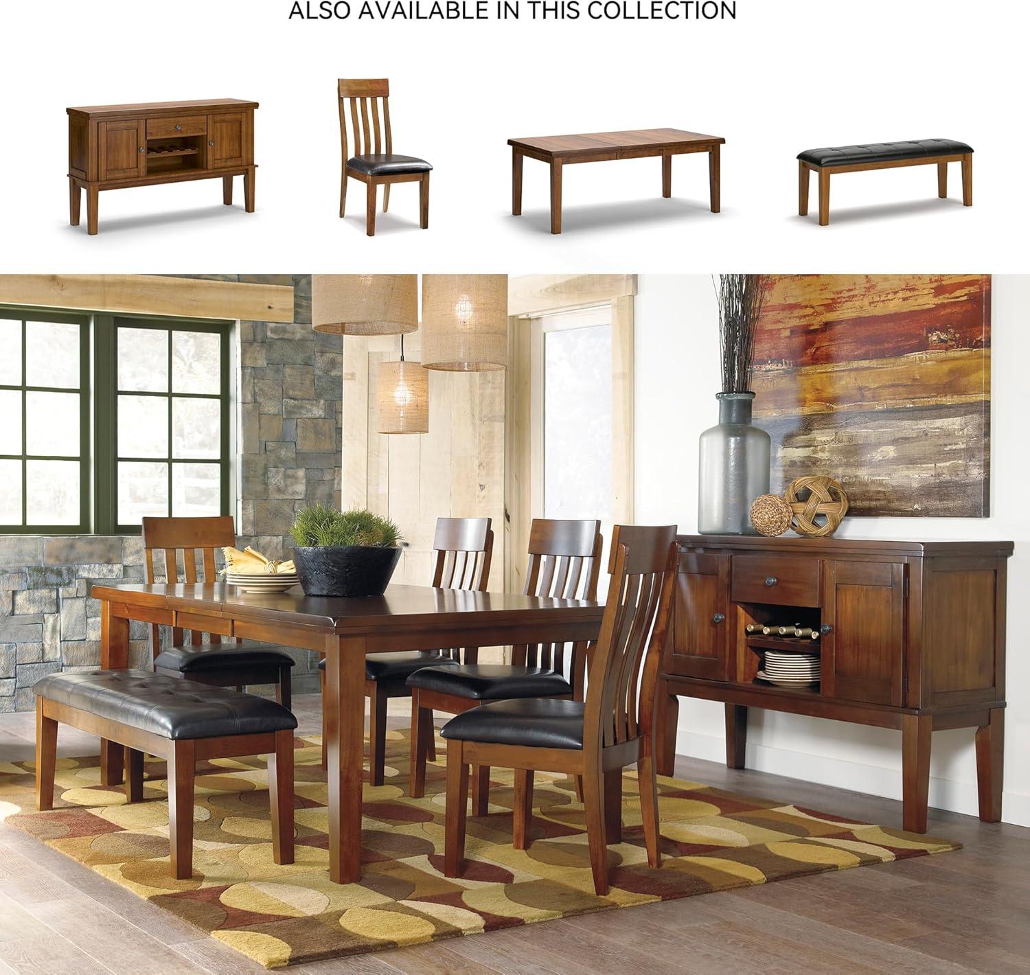 imageSignature Design by Ashley Hallanden Modern Farmhouse Rectangular Dining Room Butterfly Extension Table with SelfStoring Leaf Seats Up to 6 Wood Dark GrayMedium Brown