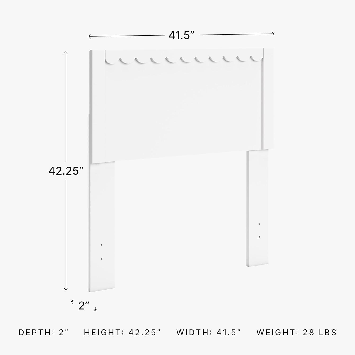 imageSignature Design by Ashley Hallityn Coastal Panel Headboard Wood Scallop Detail Full Headboard Attaches to Your Bed Frame Not Included Matte White Finish Headboard OnlyTwin