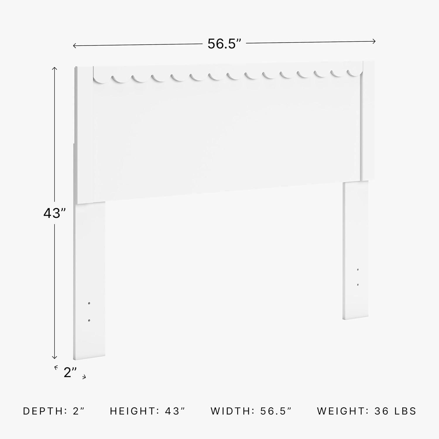 imageSignature Design by Ashley Hallityn Coastal Panel Headboard Wood Scallop Detail Full Headboard Attaches to Your Bed Frame Not Included Matte White Finish Headboard OnlyFull