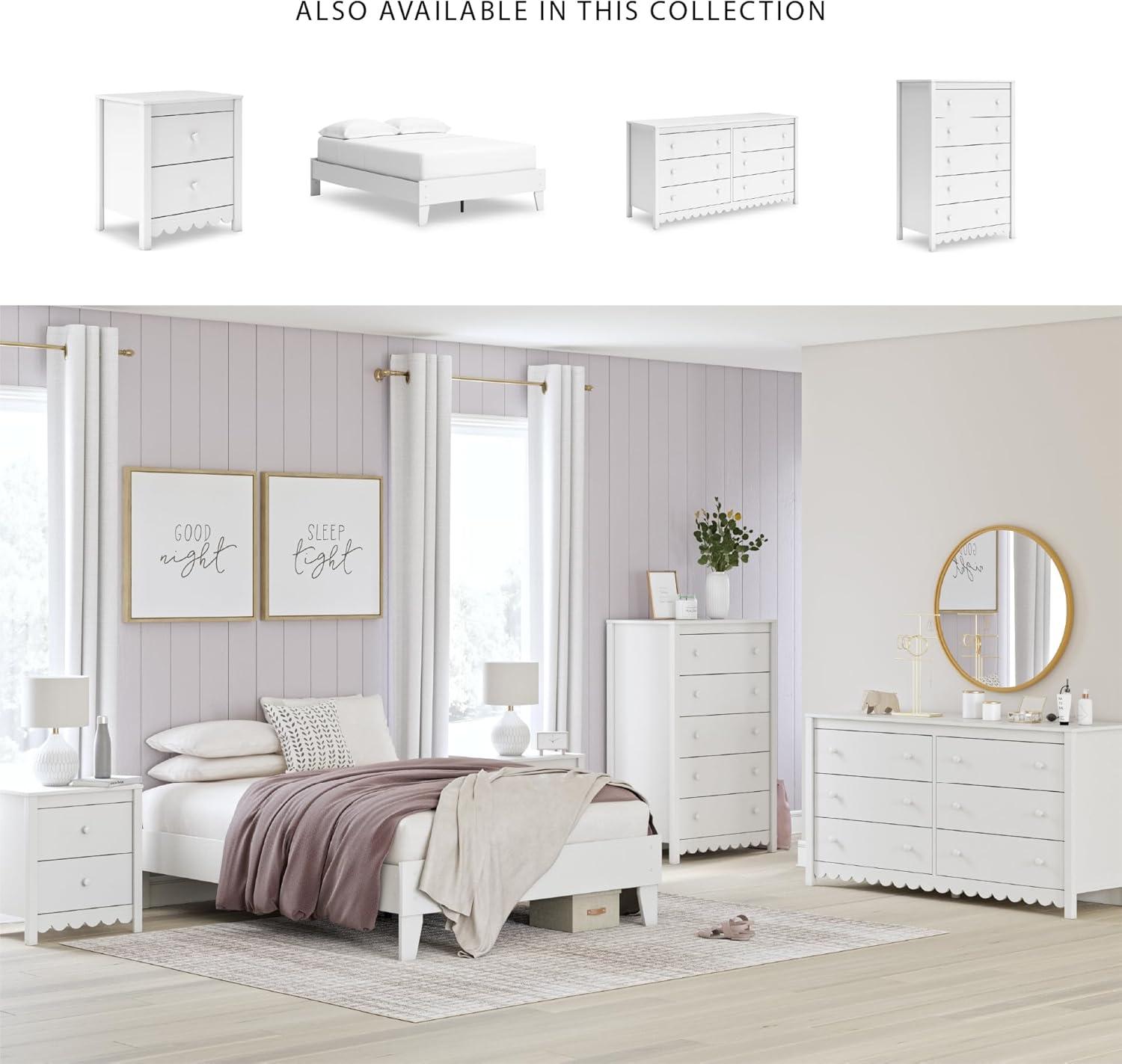 imageSignature Design by Ashley Hallityn Minimalist 2 Drawer Nightstand SmoothGliding Drawers Wood 2134quot W x 1594quot D x 2437quot H Matte White FinishWhite