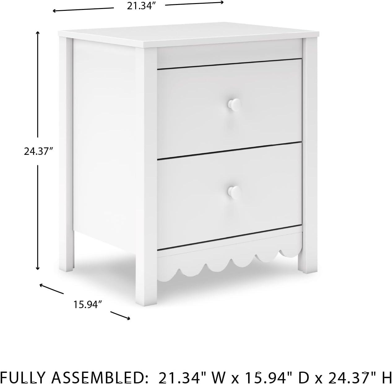 imageSignature Design by Ashley Hallityn Minimalist 2 Drawer Nightstand SmoothGliding Drawers Wood 2134quot W x 1594quot D x 2437quot H Matte White FinishWhite