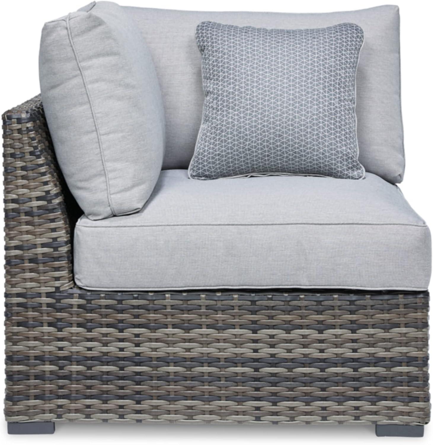 imageSignature Design by Ashley Harbor Court Corner Cushion 2 Count Nuvella Weather Resistant Fabric Dark Brown ampamp Light Gray