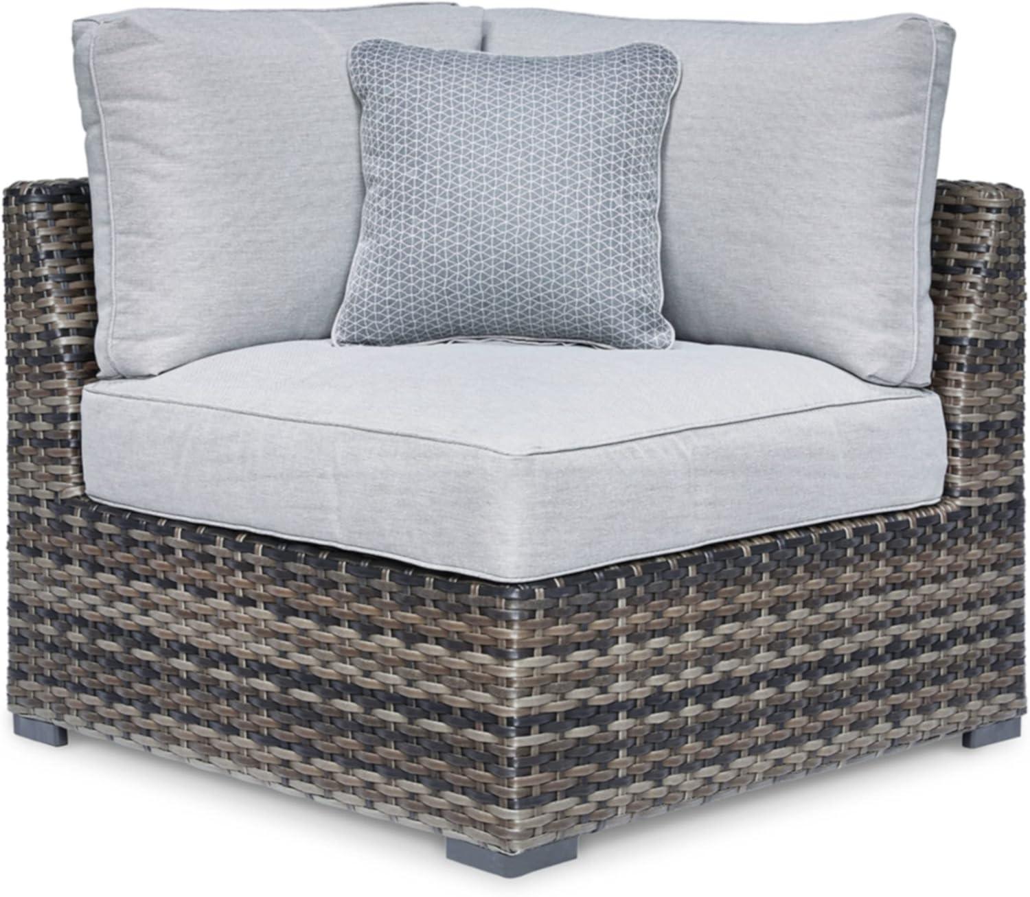 imageSignature Design by Ashley Harbor Court Corner Cushion 2 Count Nuvella Weather Resistant Fabric Dark Brown ampamp Light Gray