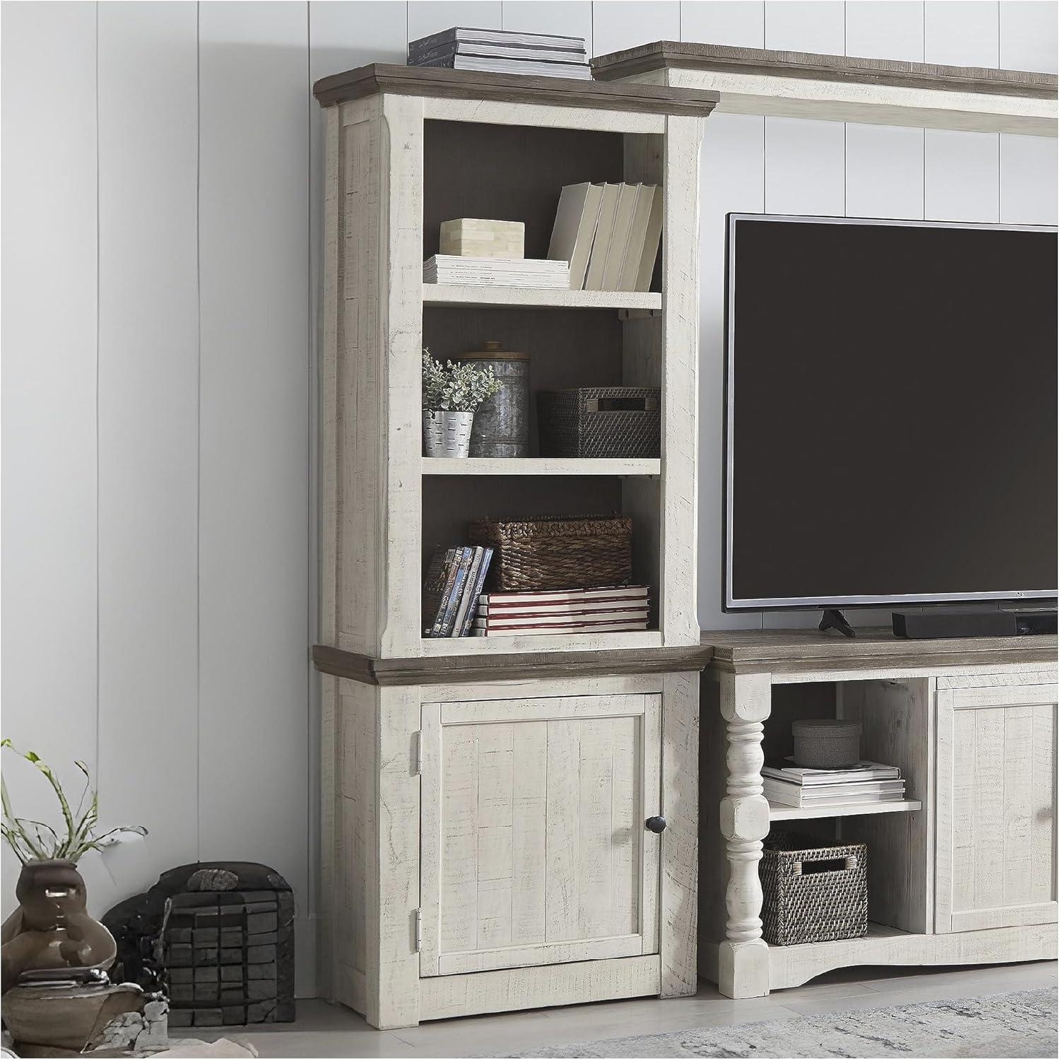 imageSignature Design by Ashley Havalance Farmhouse Left Pier Cabinet Modern Bookcase Vintage WhiteLeft Cabinet