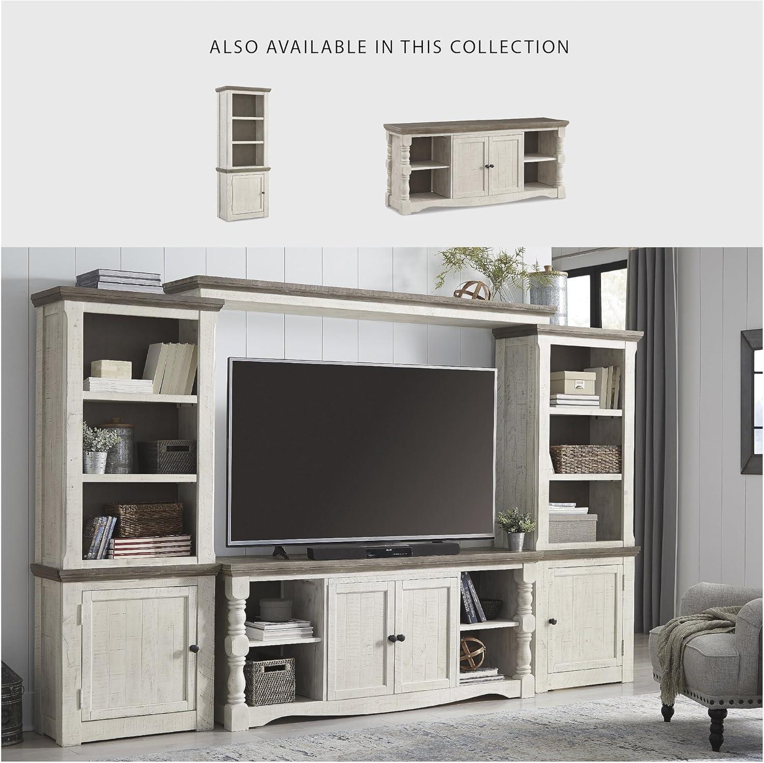 imageSignature Design by Ashley Havalance Farmhouse Left Pier Cabinet Modern Bookcase Vintage WhiteLeft Cabinet