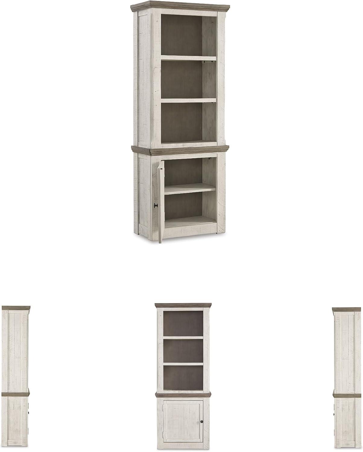 imageSignature Design by Ashley Havalance Farmhouse Left Pier Cabinet Modern Bookcase Vintage WhiteLeft Cabinet