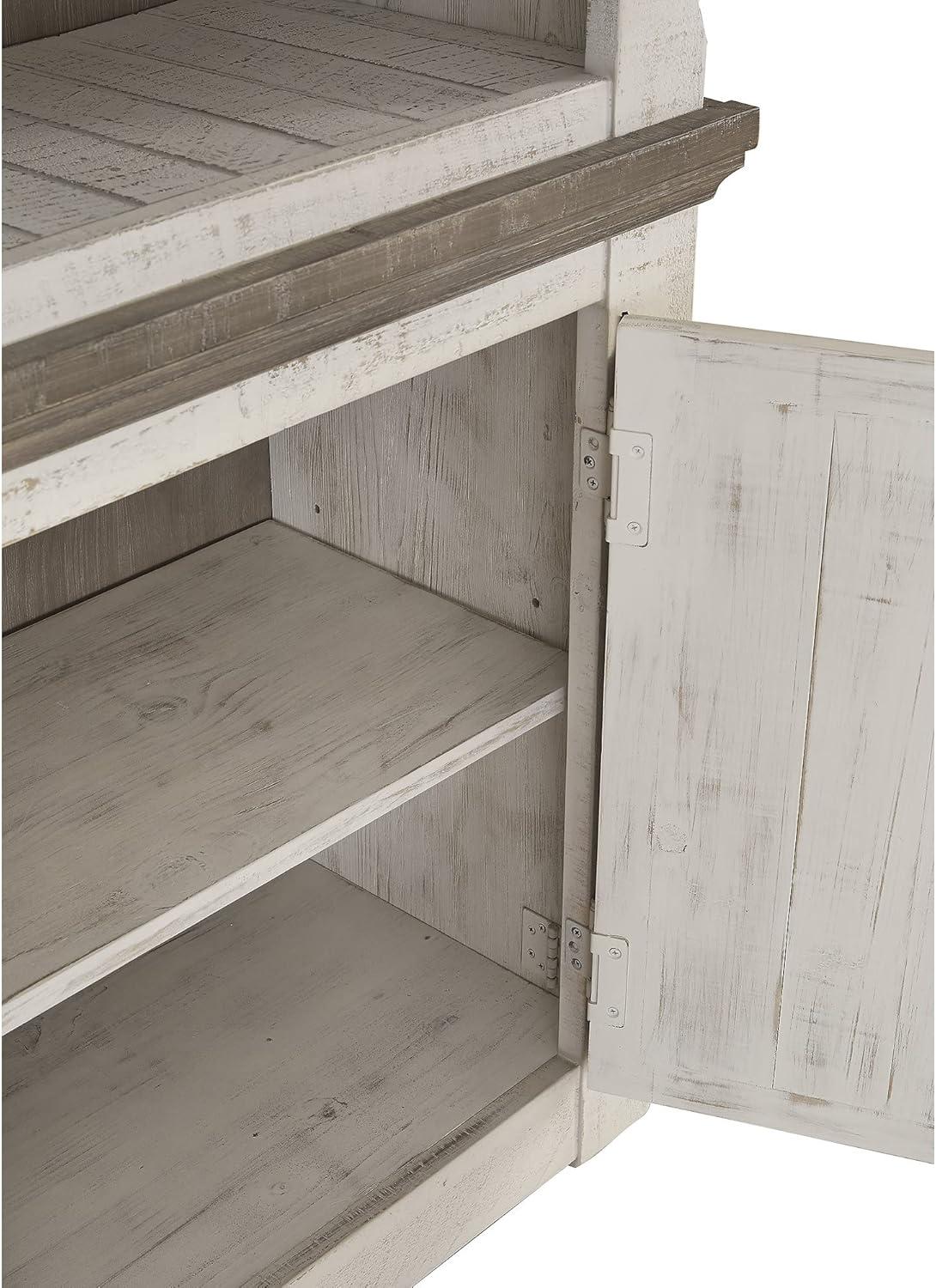 imageSignature Design by Ashley Havalance Farmhouse Left Pier Cabinet Modern Bookcase Vintage WhiteRight Cabinet
