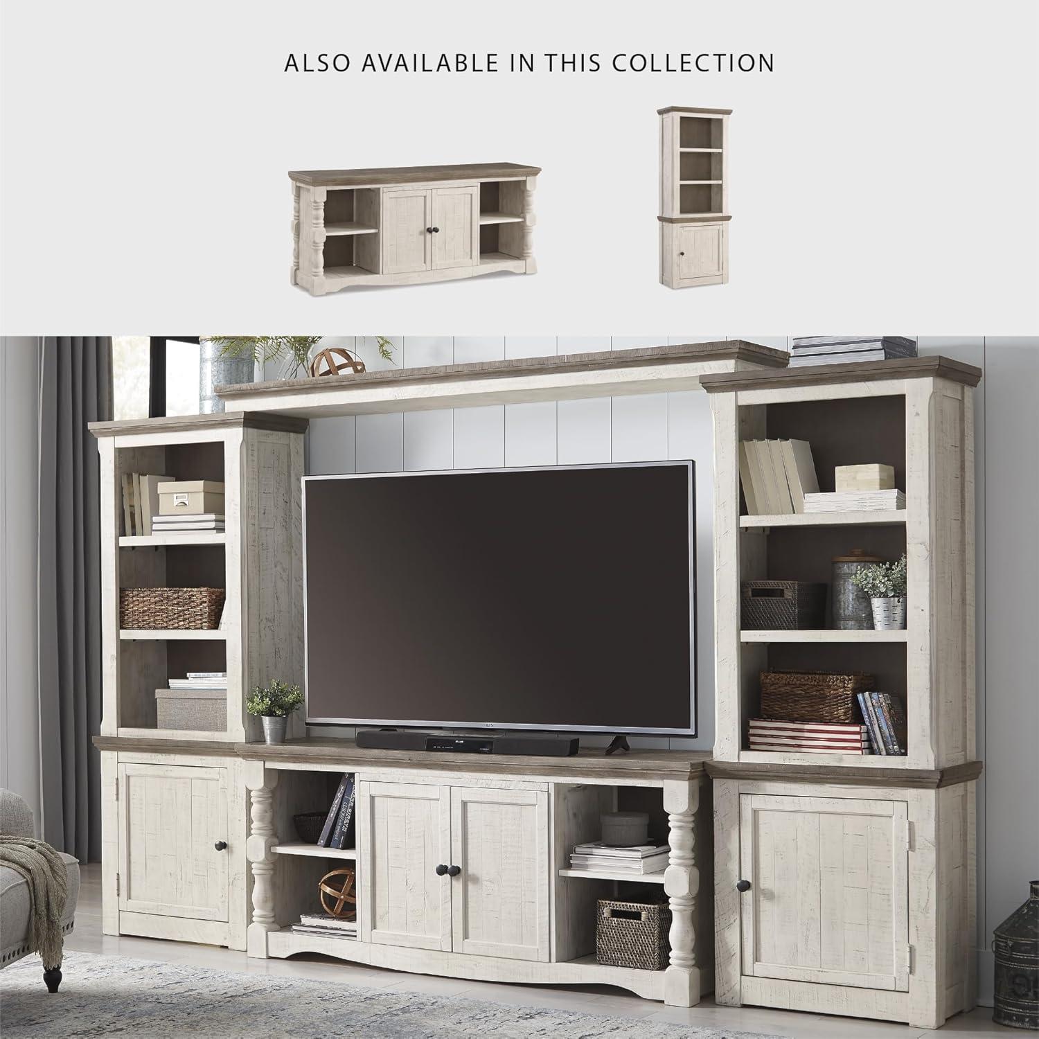 imageSignature Design by Ashley Havalance Farmhouse Left Pier Cabinet Modern Bookcase Vintage WhiteRight Cabinet