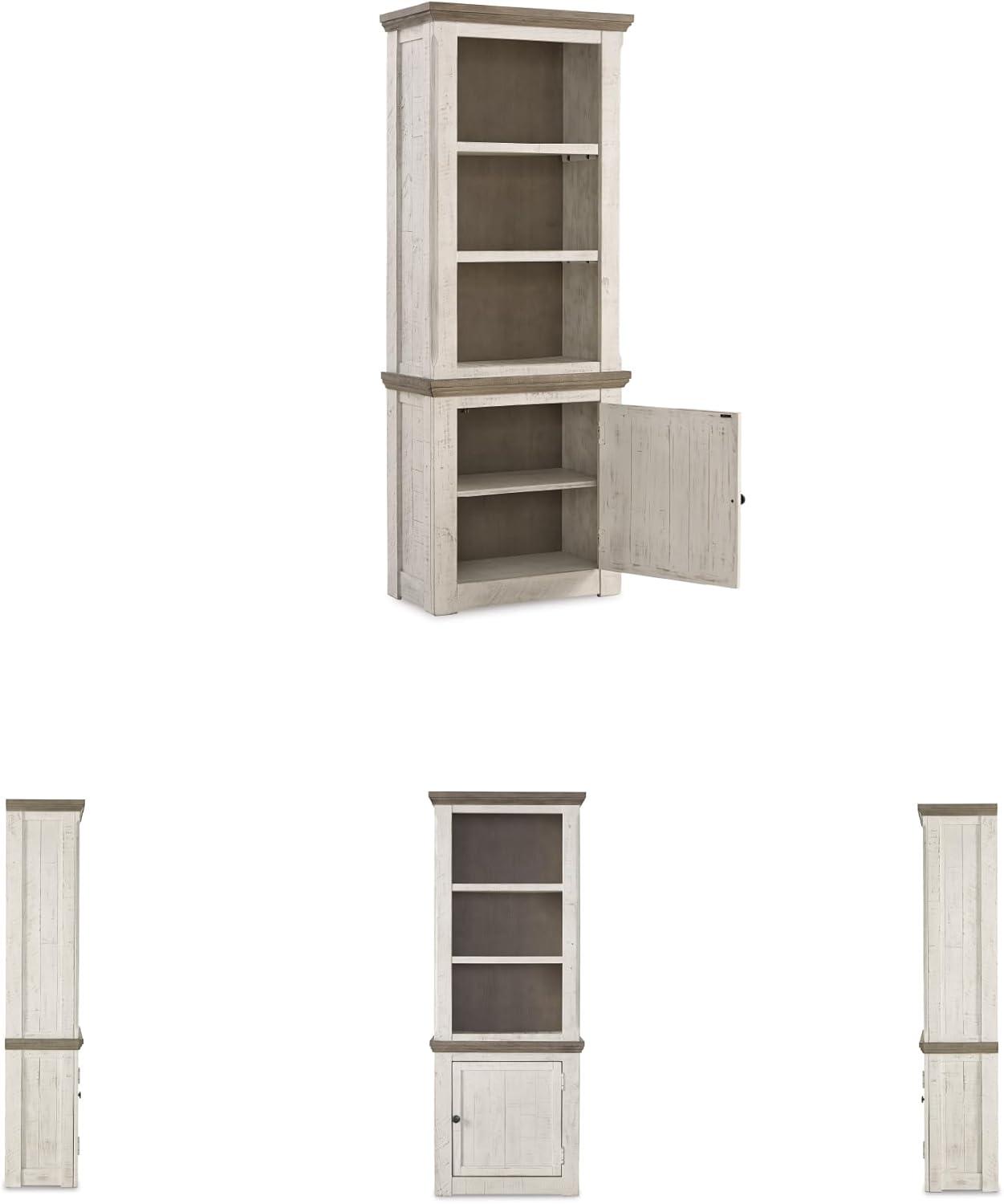 imageSignature Design by Ashley Havalance Farmhouse Left Pier Cabinet Modern Bookcase Vintage WhiteRight Cabinet