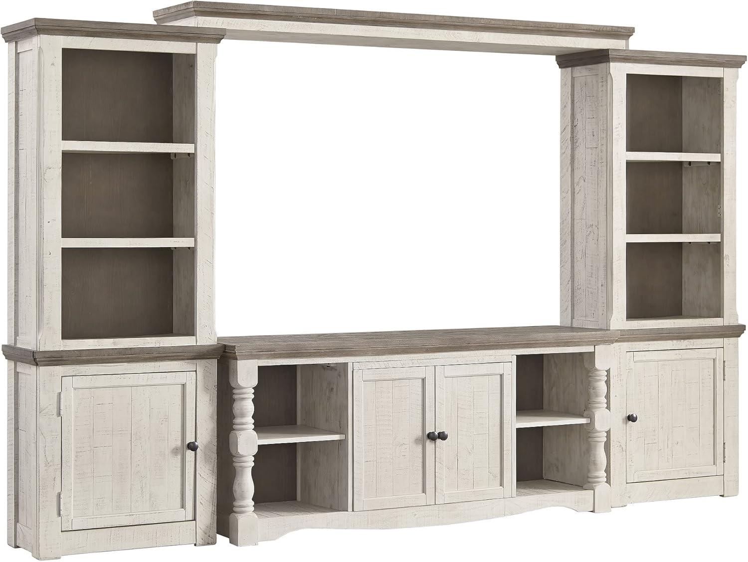 imageSignature Design by Ashley Havalance Farmhouse Left Pier Cabinet Modern Bookcase Vintage WhiteRight Cabinet