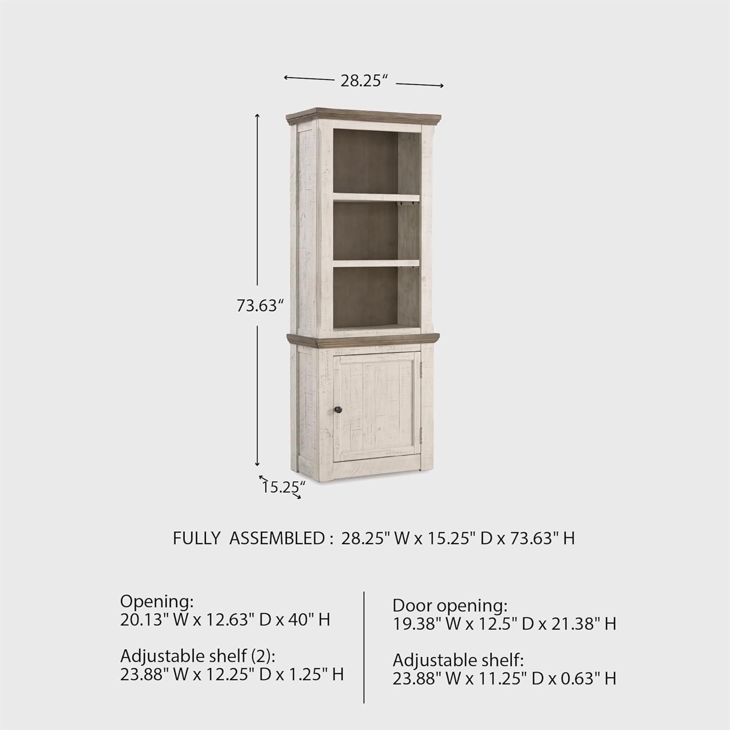 imageSignature Design by Ashley Havalance Farmhouse Left Pier Cabinet Modern Bookcase Vintage WhiteRight Cabinet