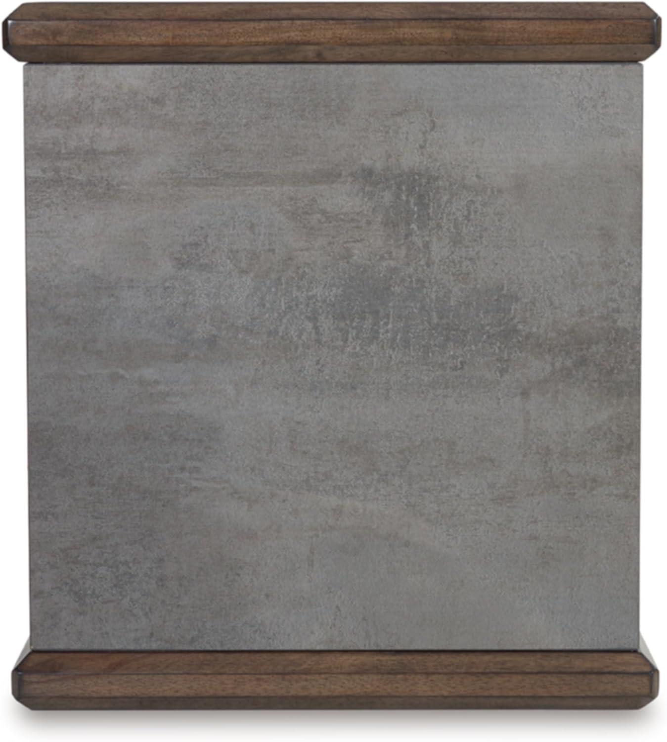 imageSignature Design by Ashley Havalance Farmhouse Rectangular End Table Floor Shelf Wood 26quot W x 2413quot D x 24quot H Vintage Gray ampamp White with Weathered FinishBrownGray