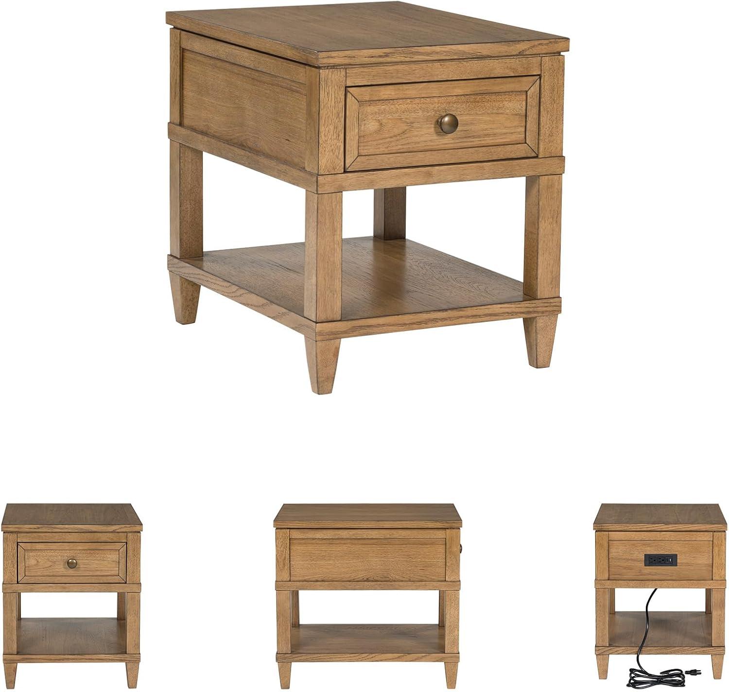 imageSignature Design by Ashley Havalance Farmhouse Rectangular End Table Floor Shelf Wood 26quot W x 2413quot D x 24quot H Vintage Gray ampamp White with Weathered FinishLight Brown