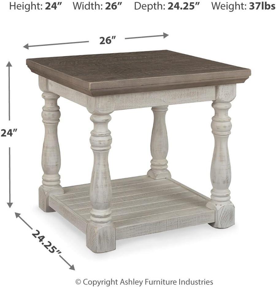 imageSignature Design by Ashley Havalance Farmhouse Rectangular End Table Floor Shelf Wood 26quot W x 2413quot D x 24quot H Vintage Gray ampamp White with Weathered FinishGrayWhite