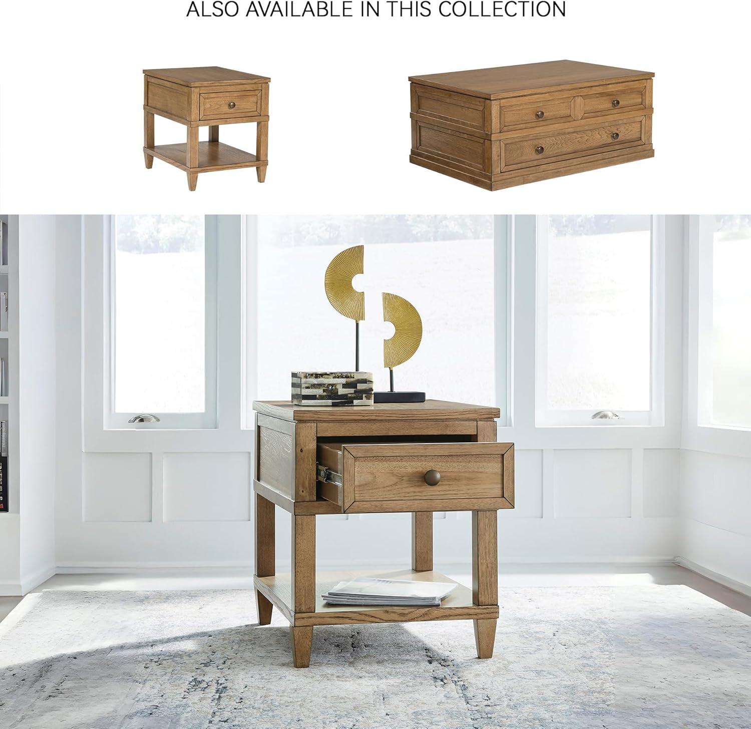 imageSignature Design by Ashley Havalance Farmhouse Rectangular End Table Floor Shelf Wood 26quot W x 2413quot D x 24quot H Vintage Gray ampamp White with Weathered FinishLight Brown